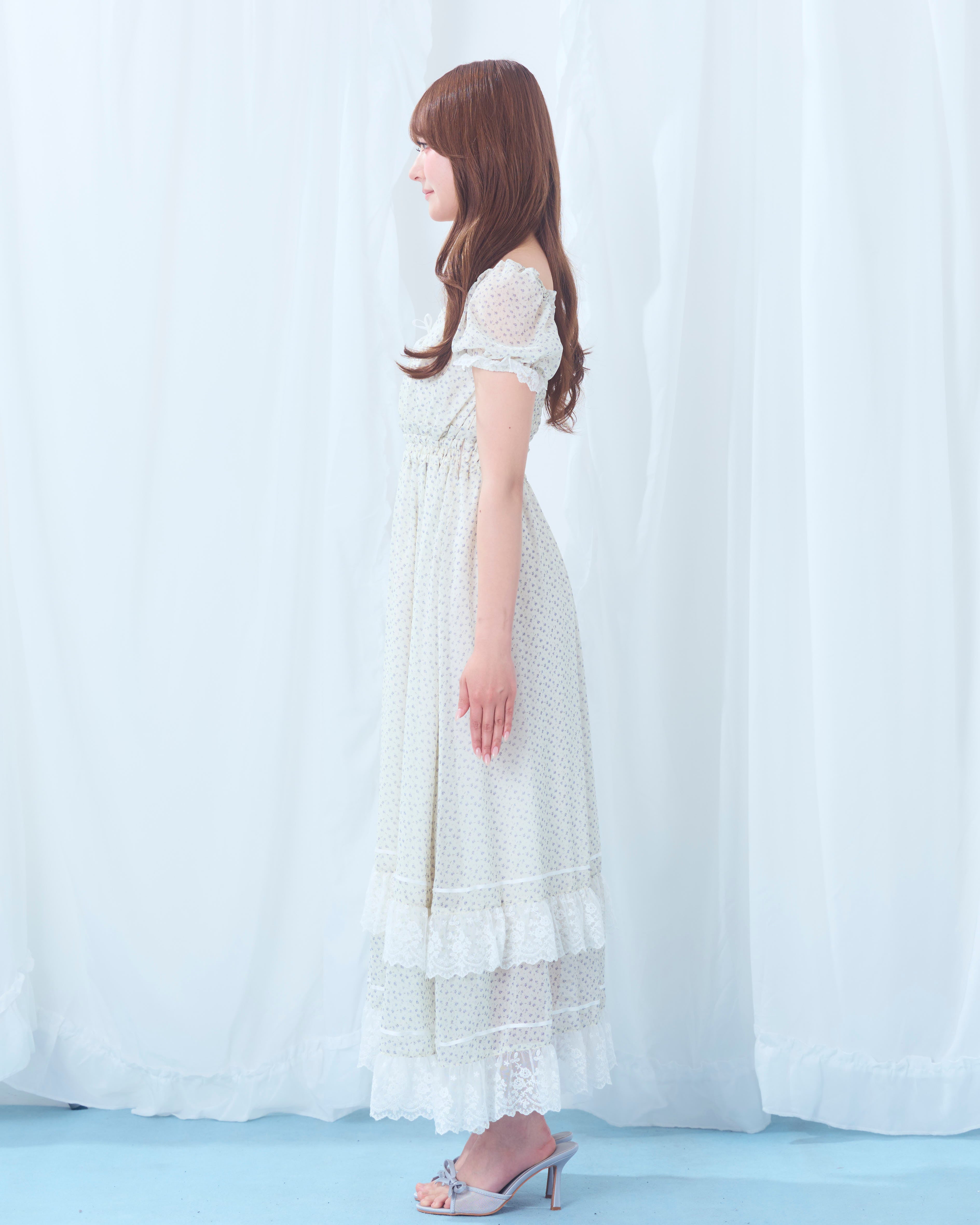 pre order 】flower chiffon long onepiece