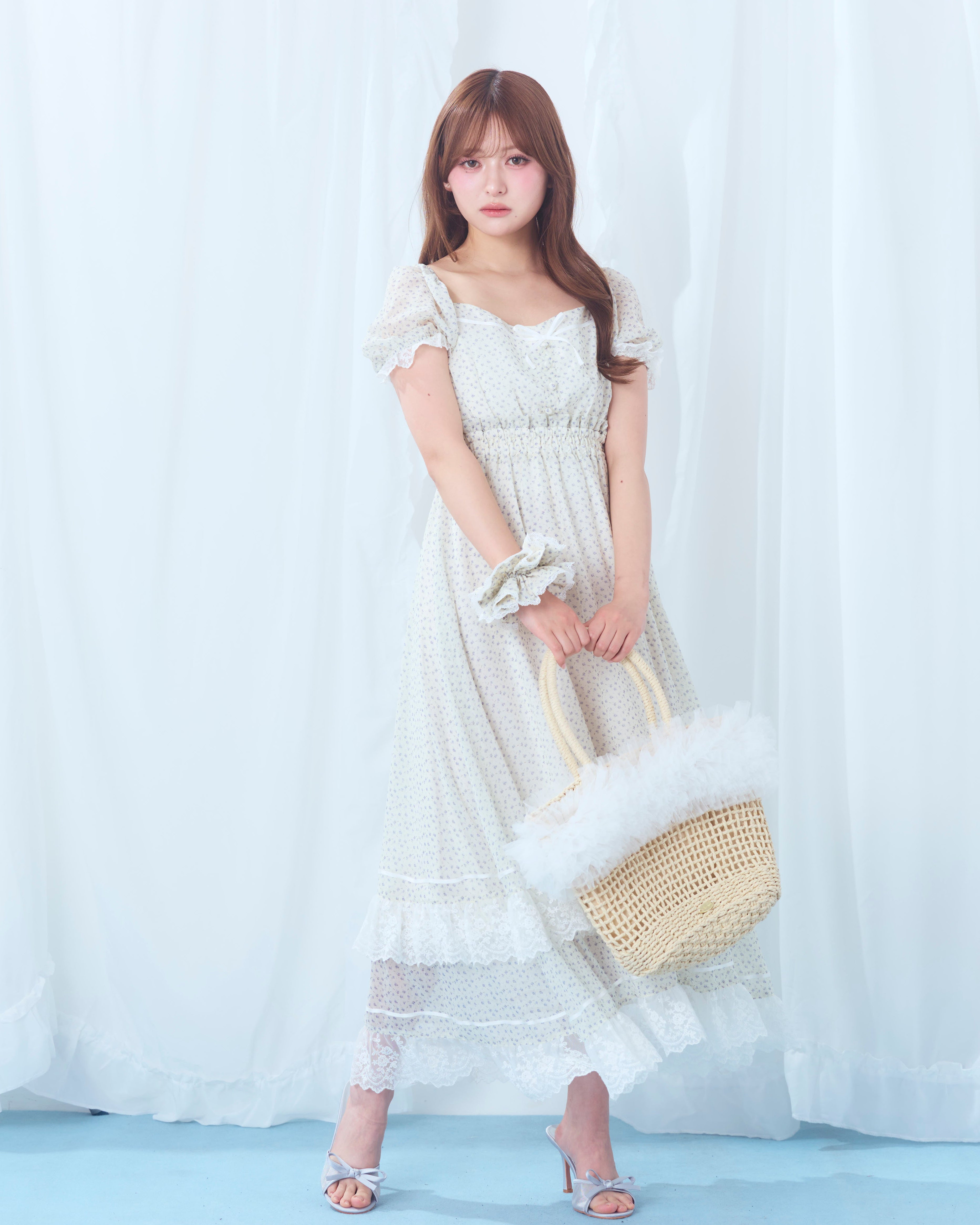 flower chiffon long onepiece