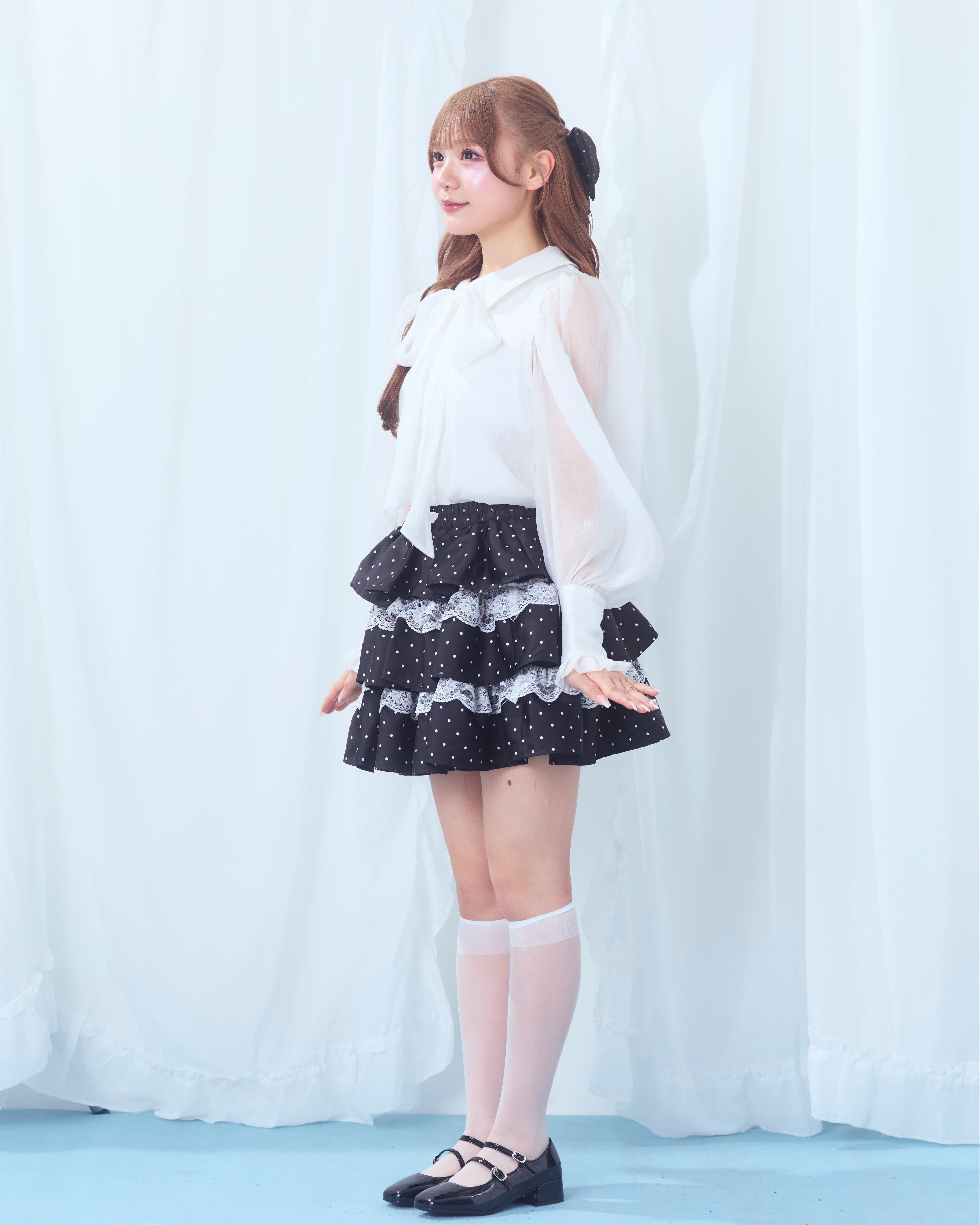 dot tierd mini skirt