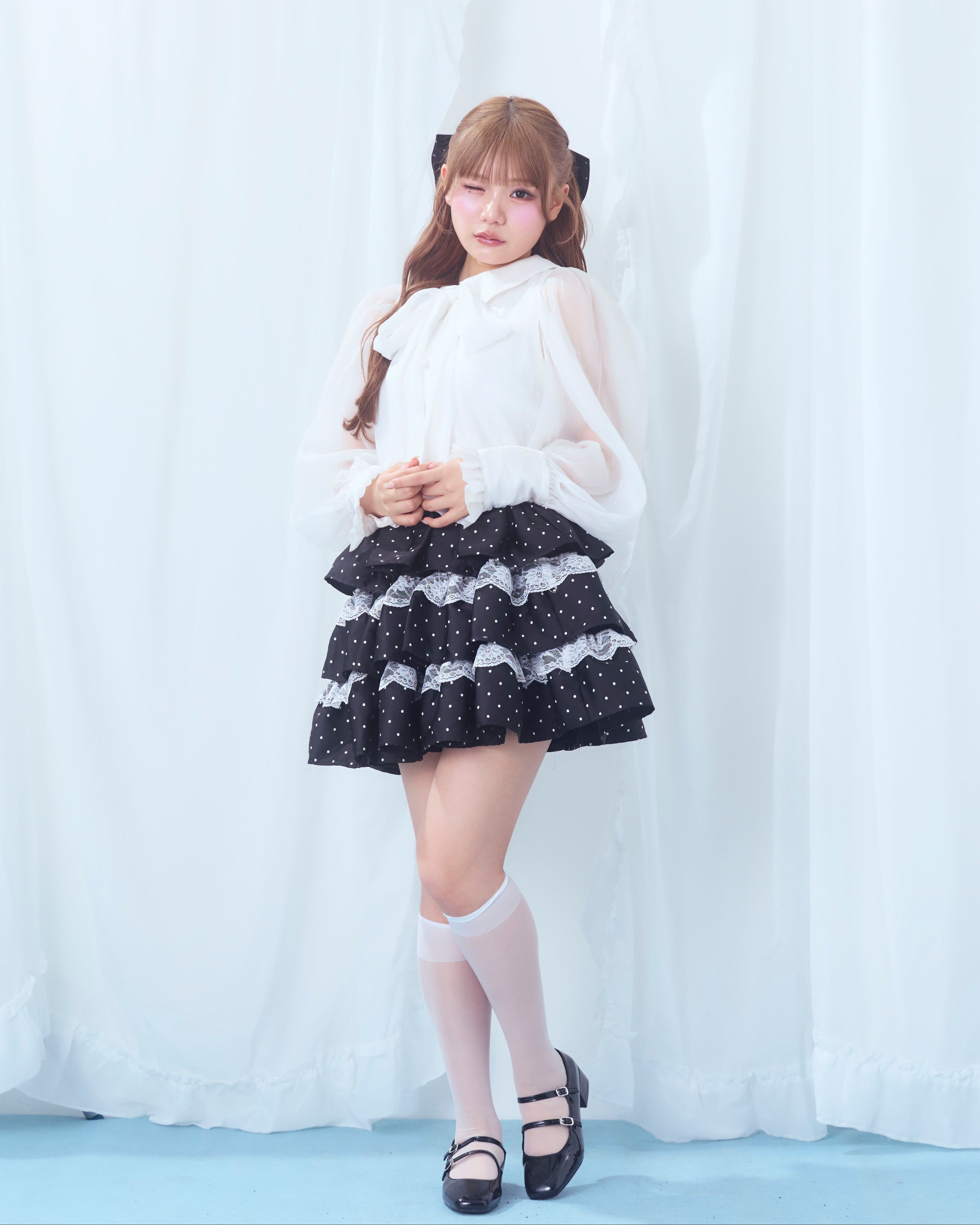 dot tierd mini skirt