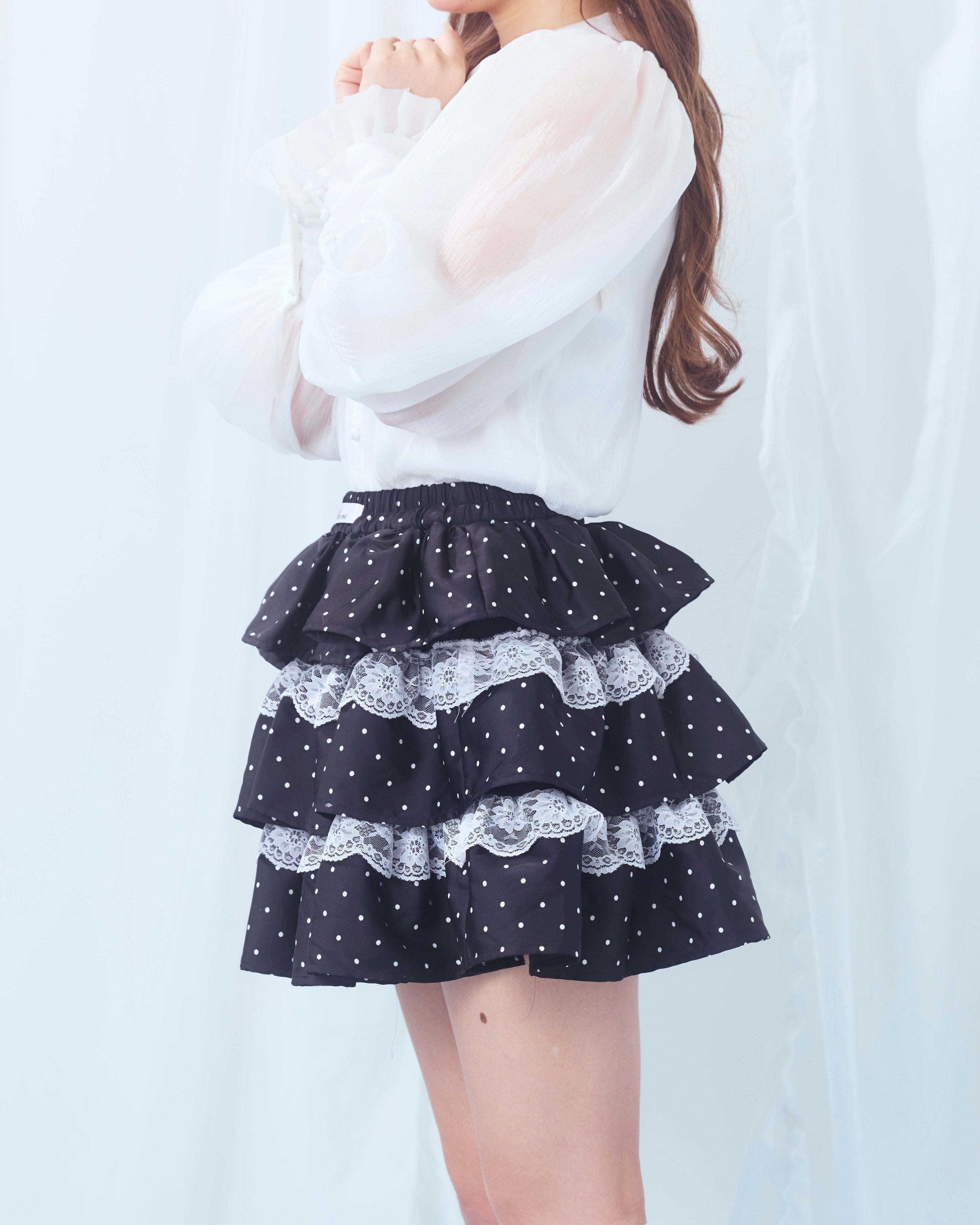 dot tierd mini skirt