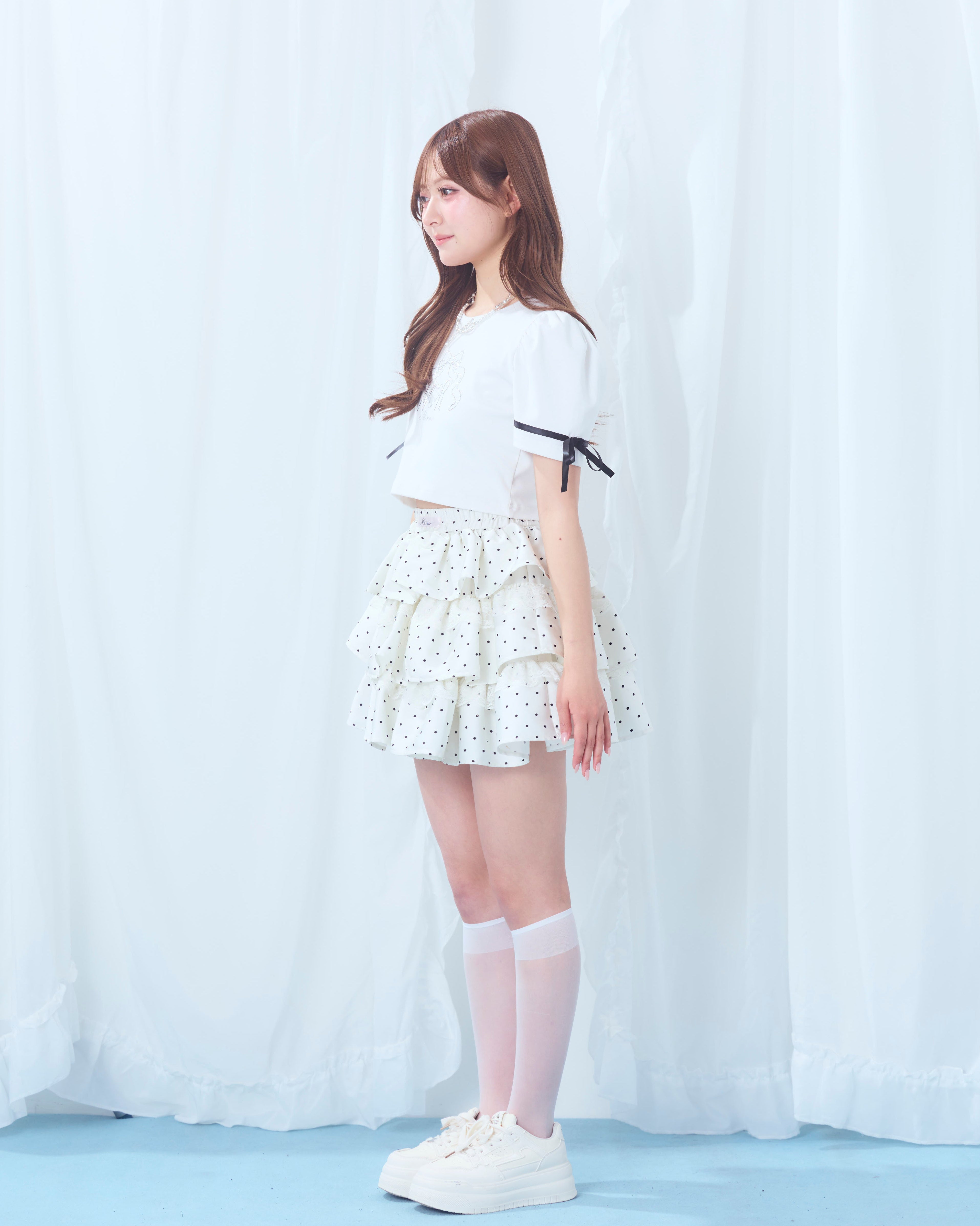 dot tierd mini skirt
