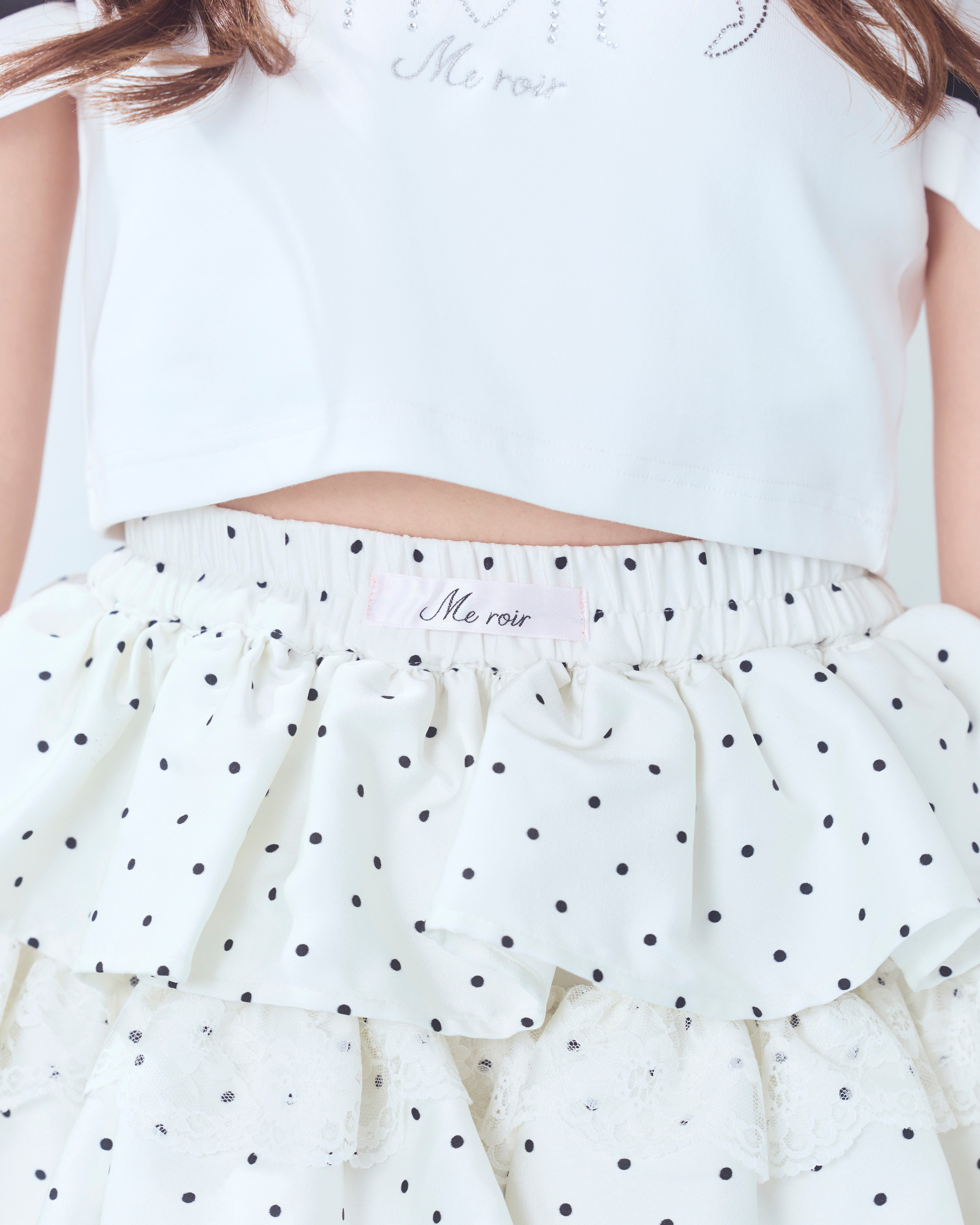 meroir ミーロワール　dot tierd mini skirt white dot tierd mini skirt