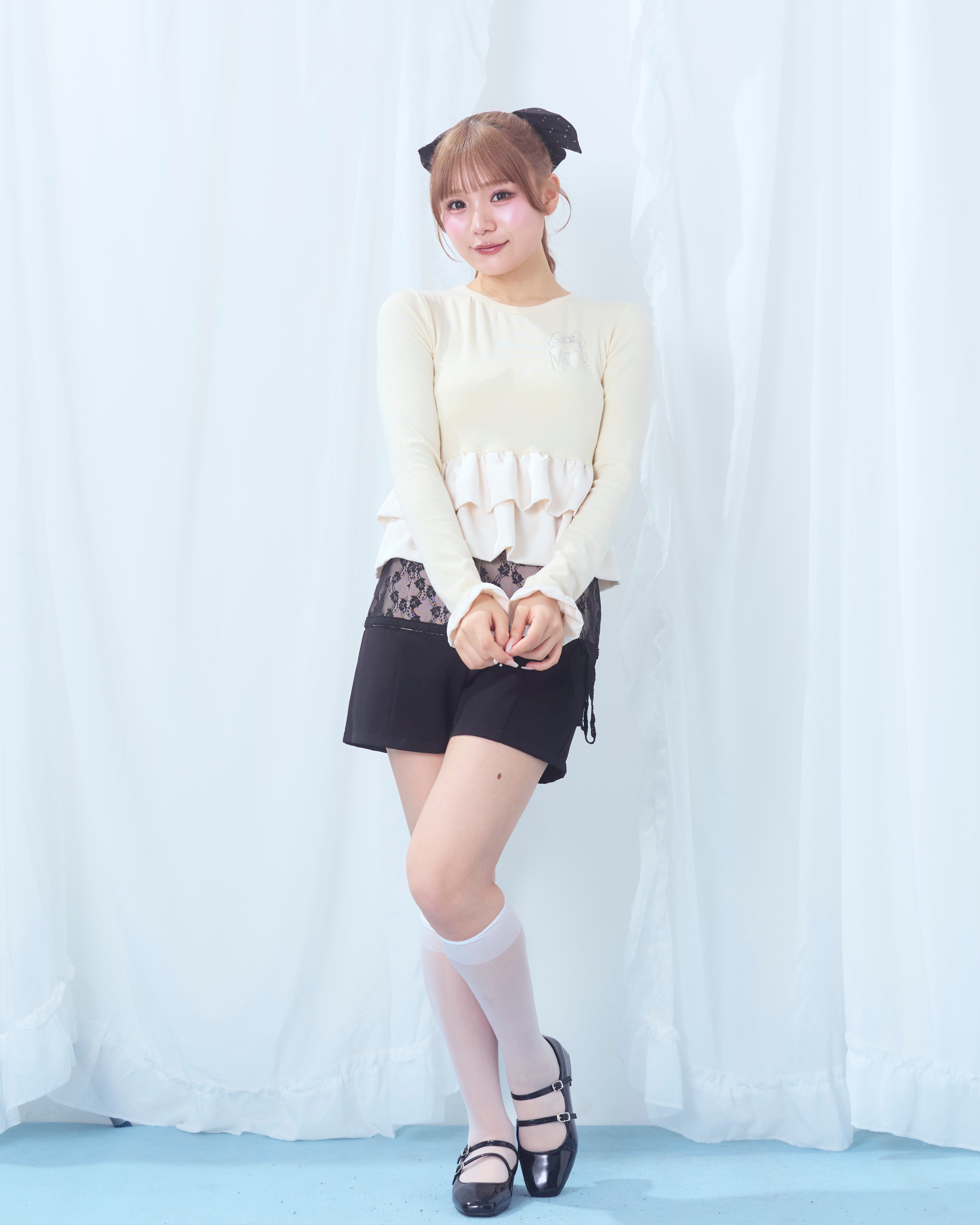 cream peplum long tshirt
