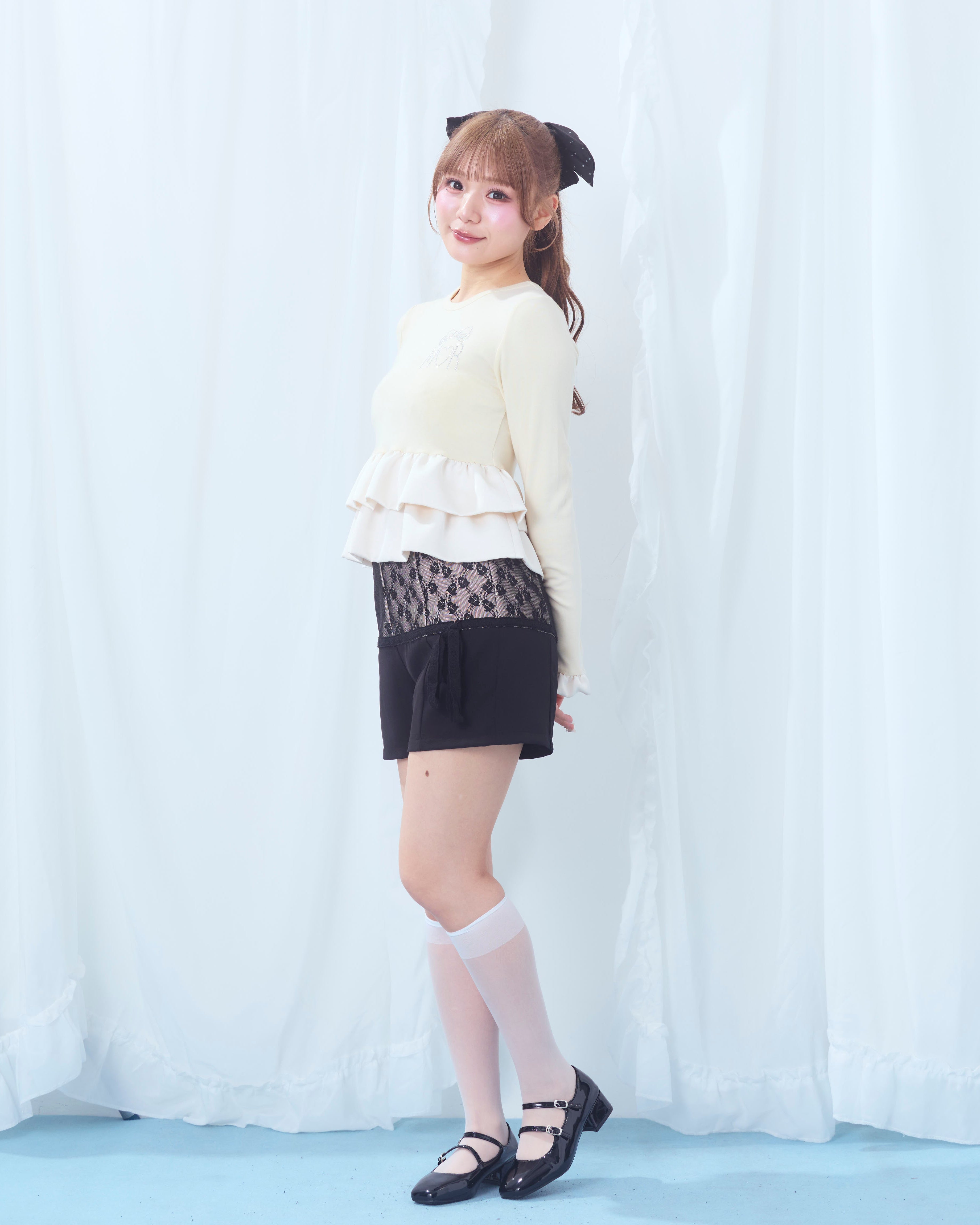 cream peplum long tshirt