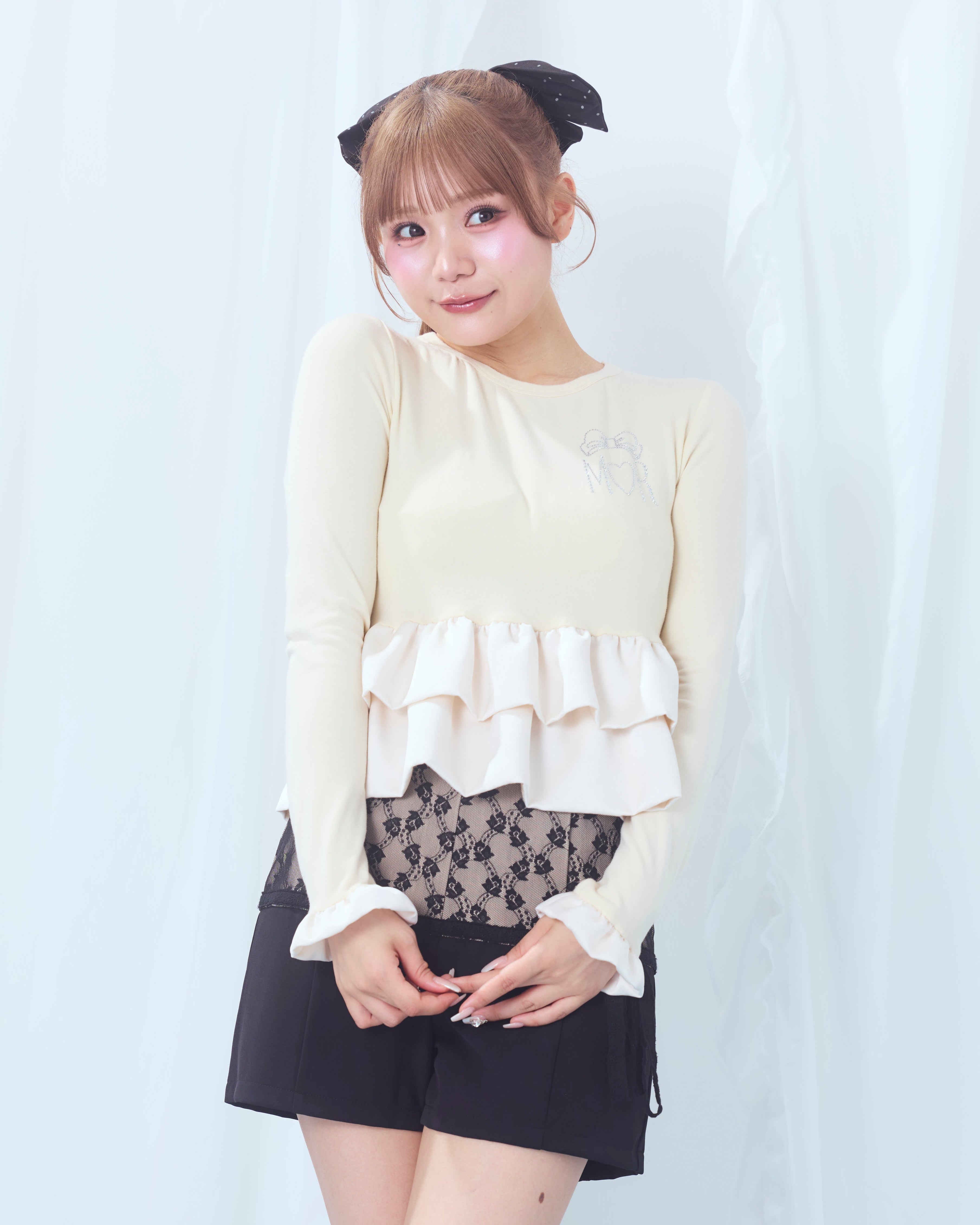 cream peplum long tshirt