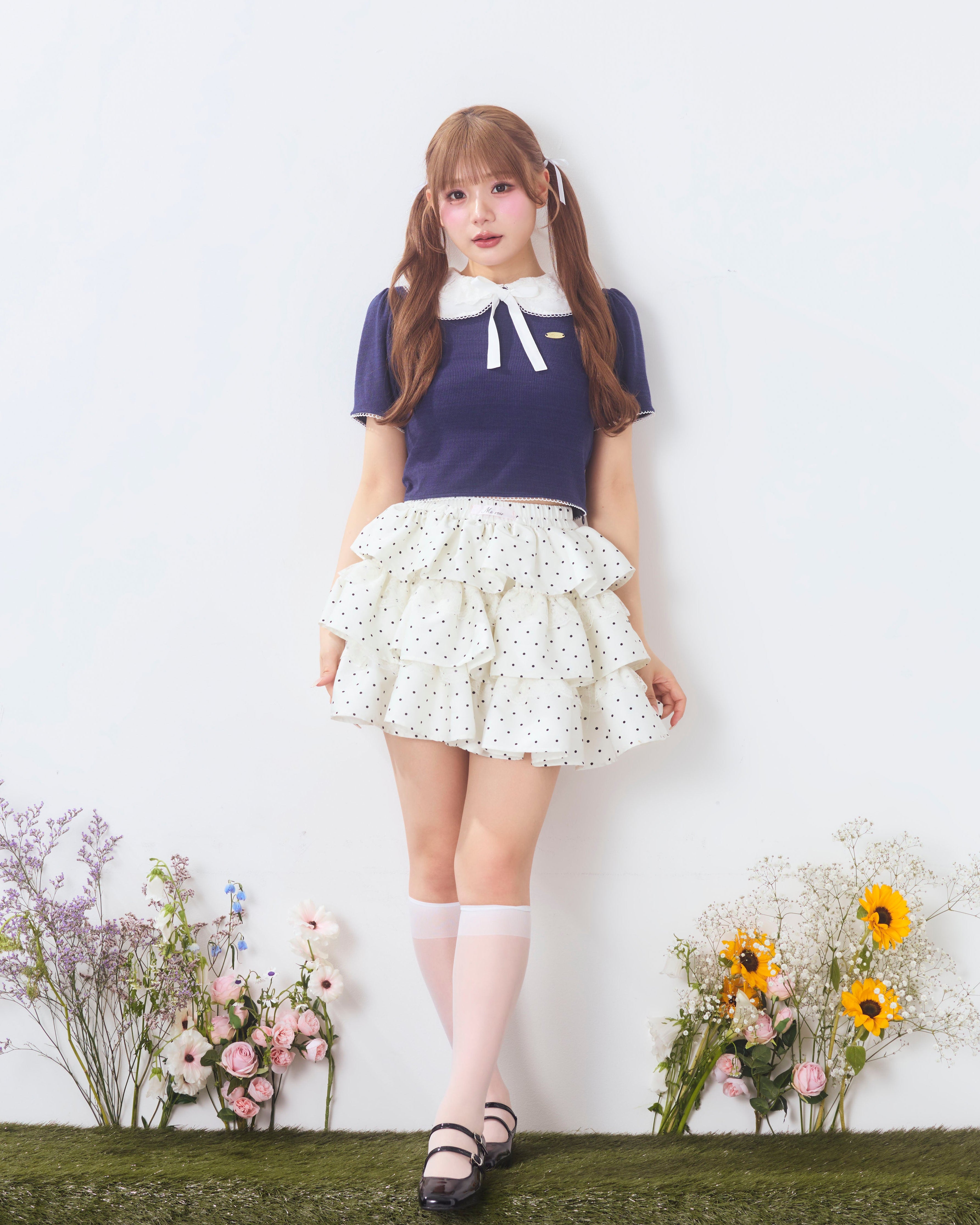 dot tierd mini skirt