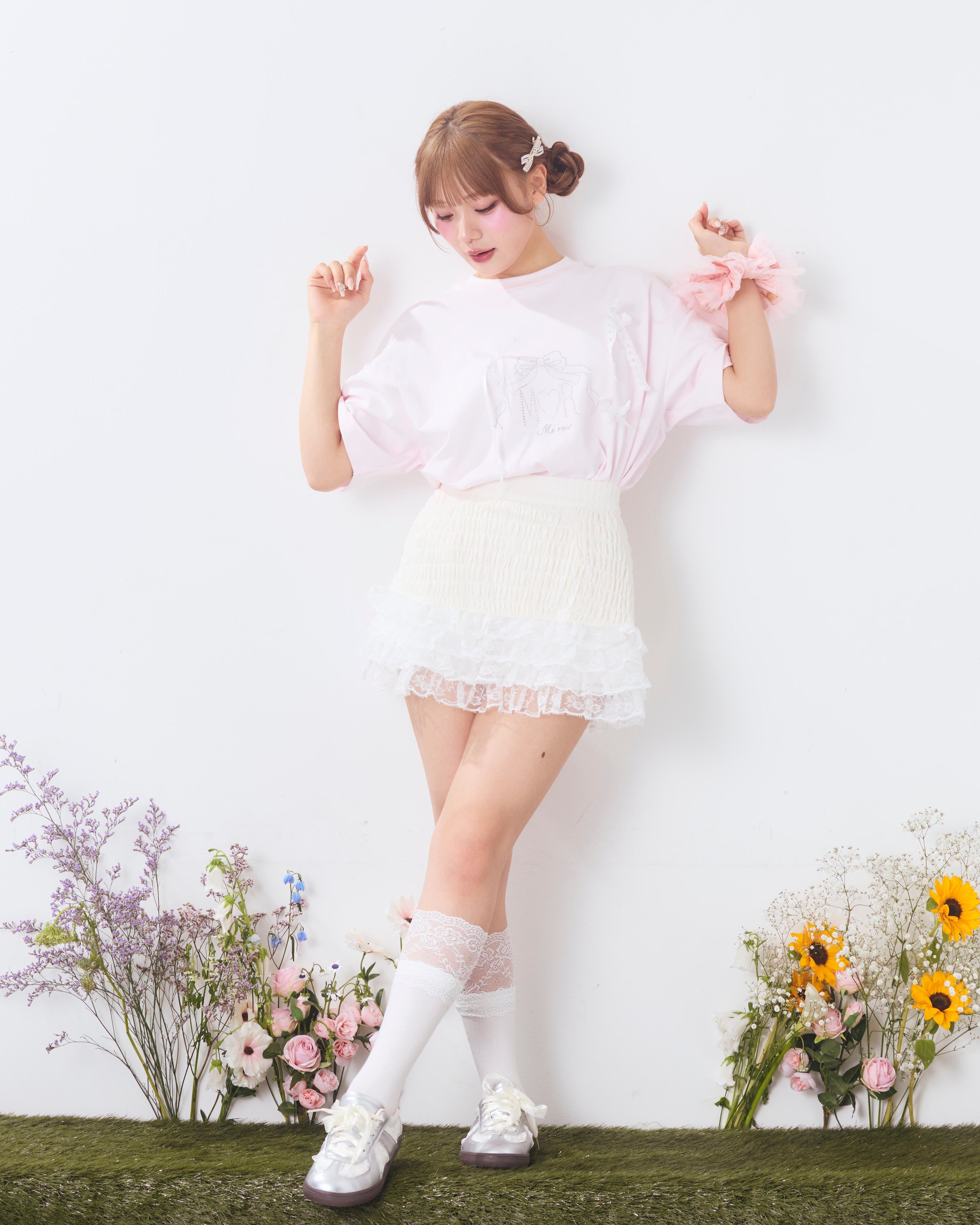 tiered shirred skirt pants