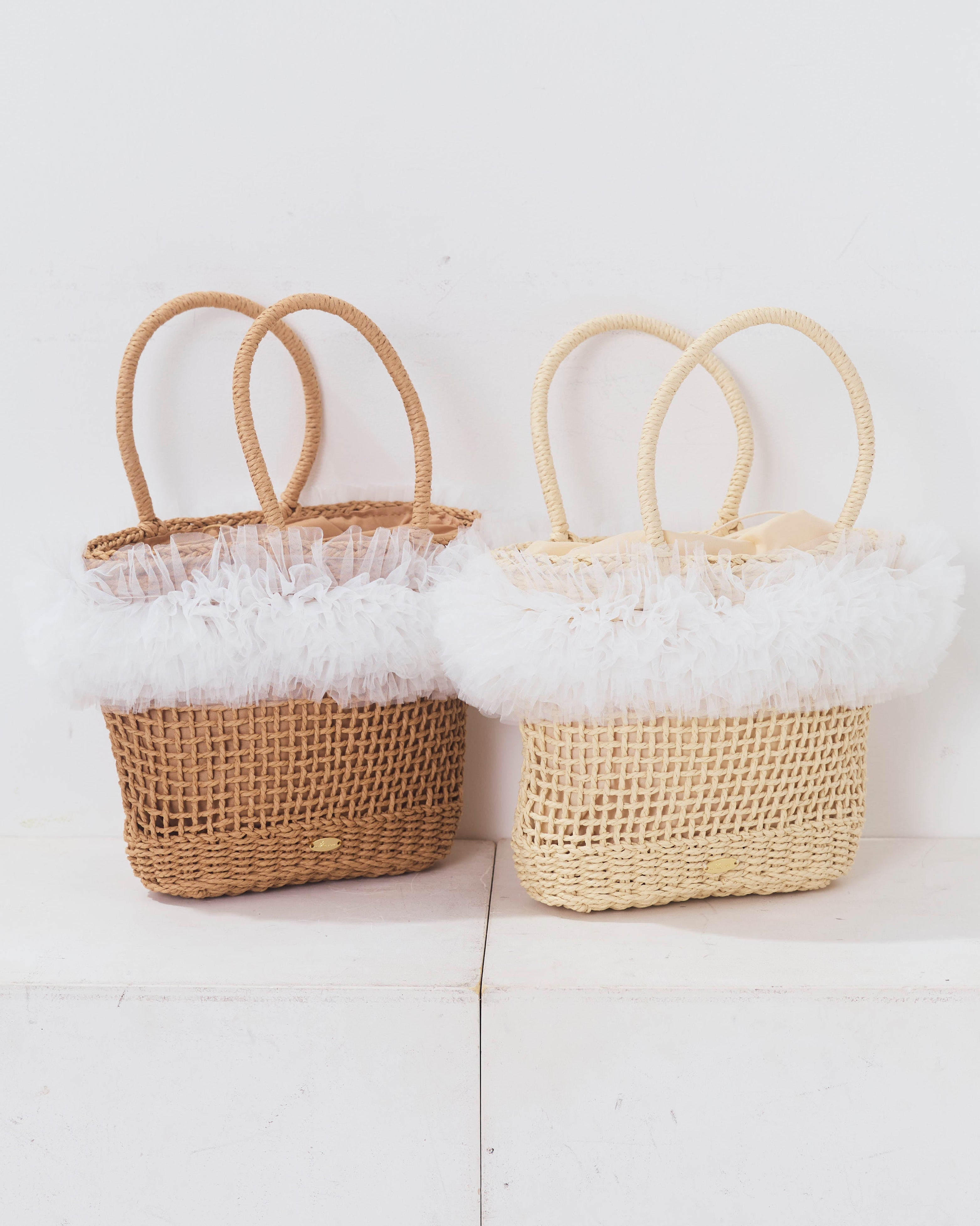 tulle straw bag