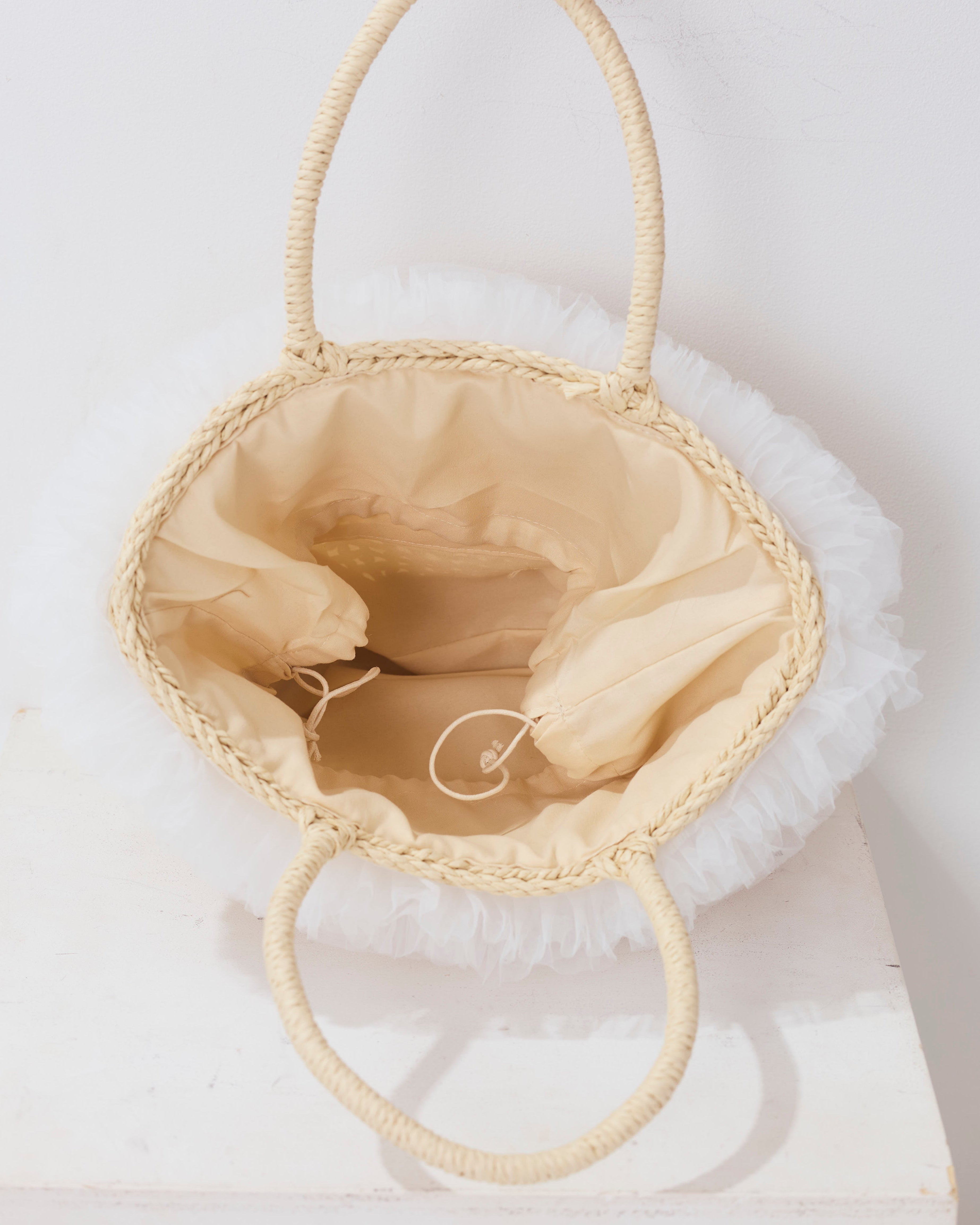 tulle straw bag