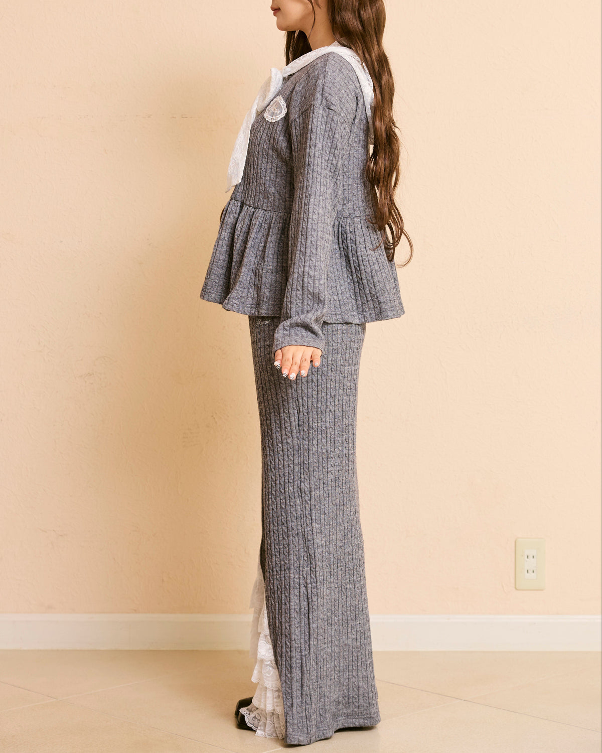 lace peplum ribbon knit