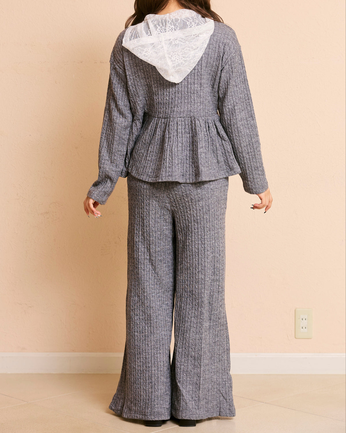 lace peplum ribbon knit