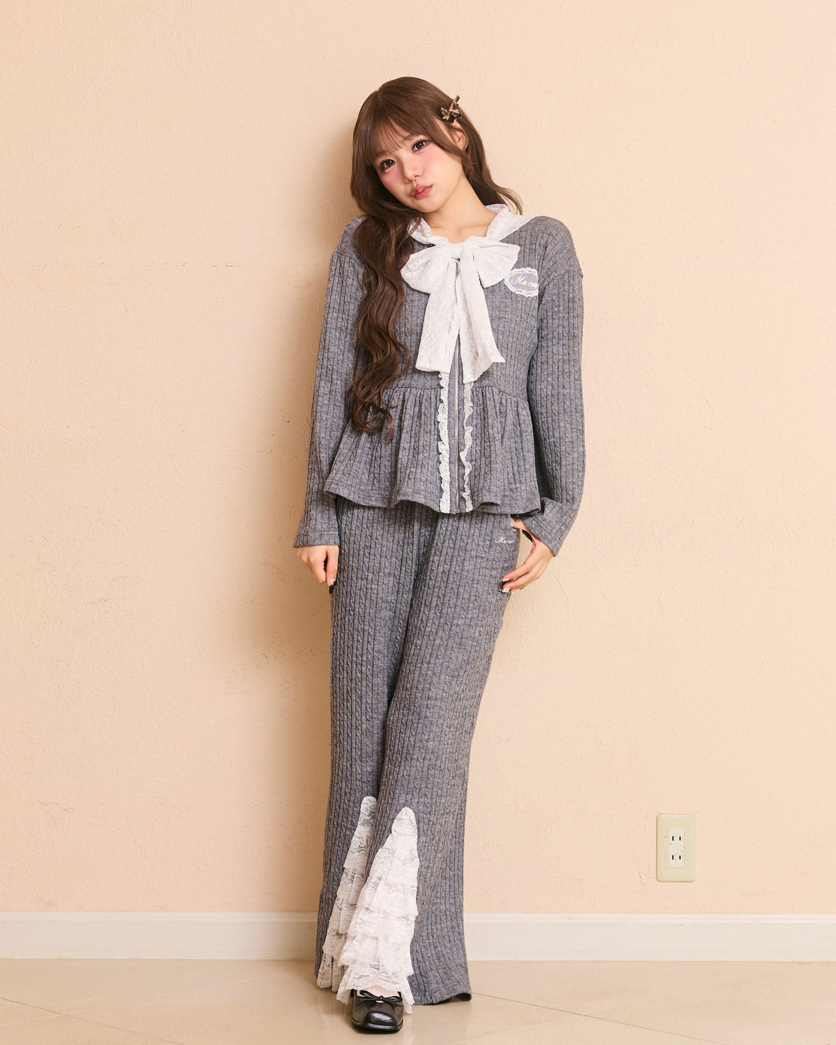 lace peplum ribbon knit