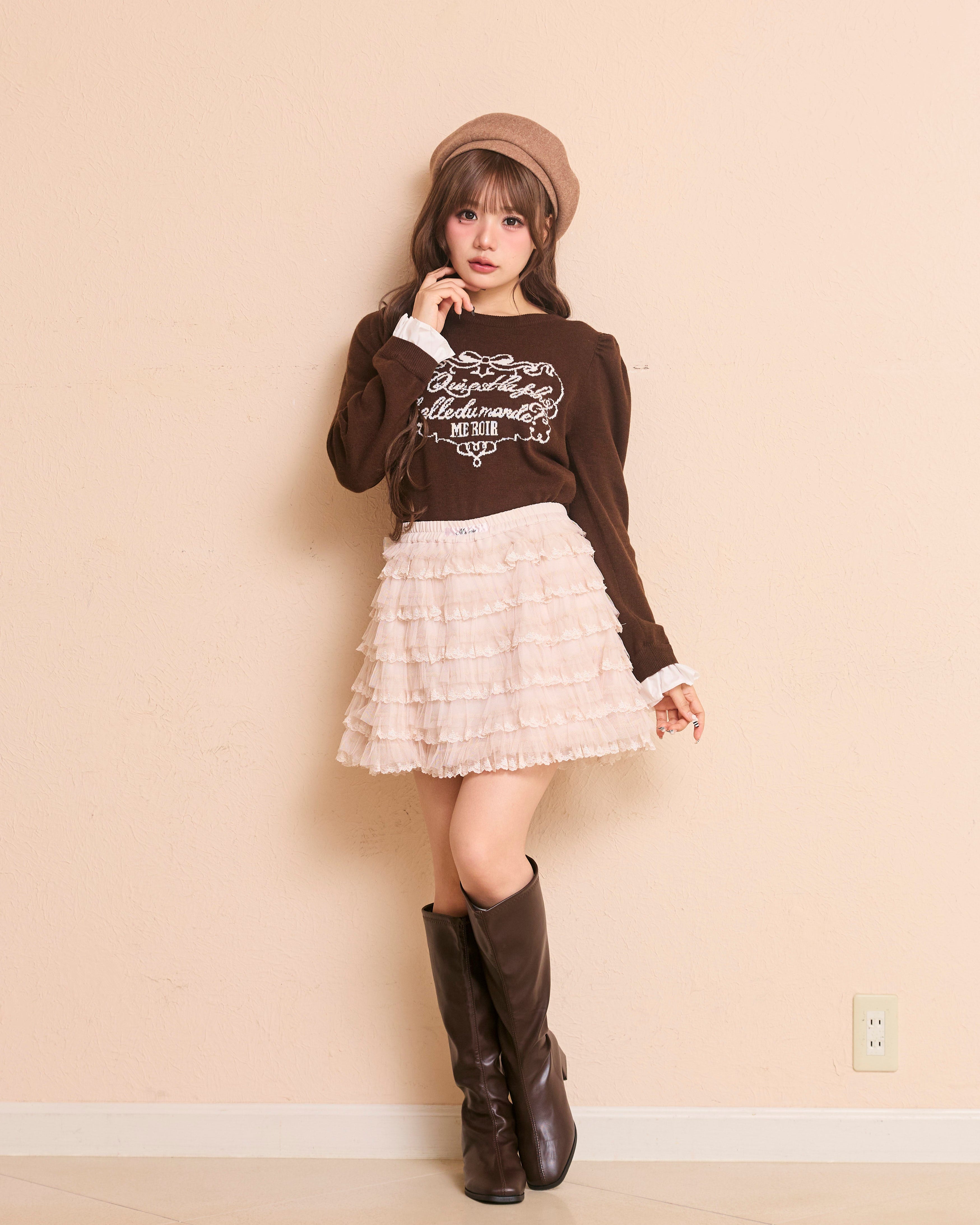 rose lace mini skirt