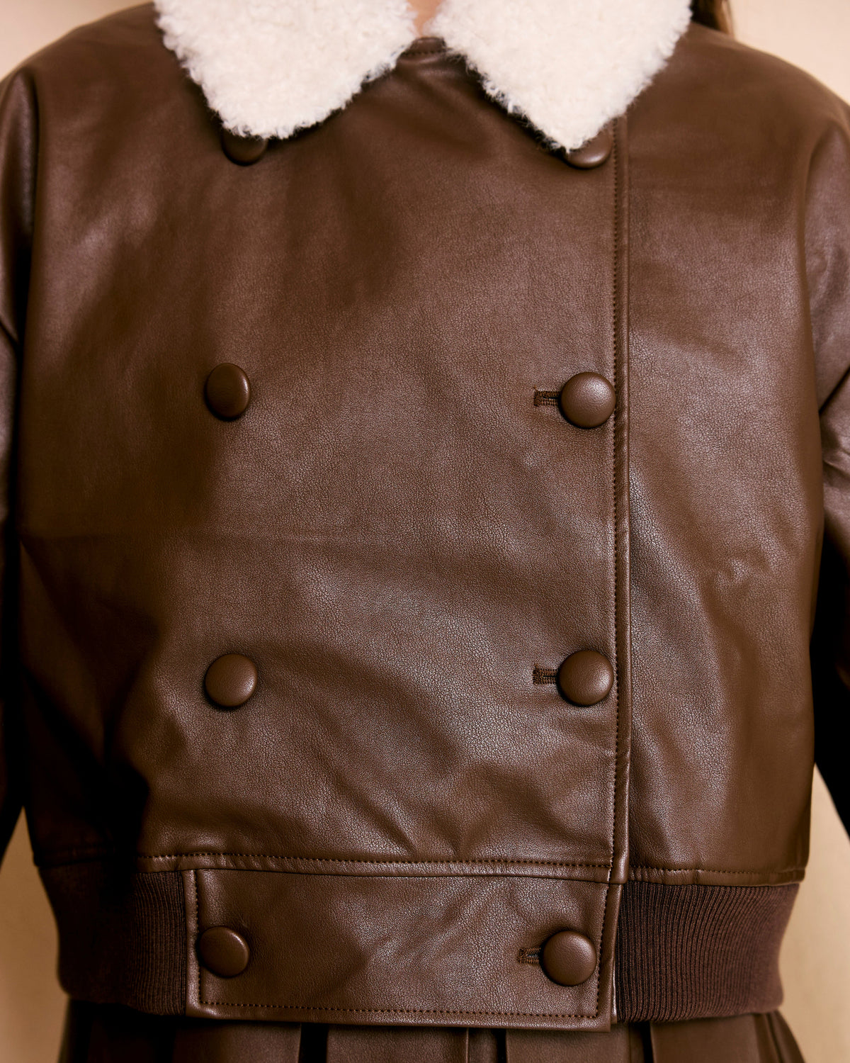 logo fur leather jacket