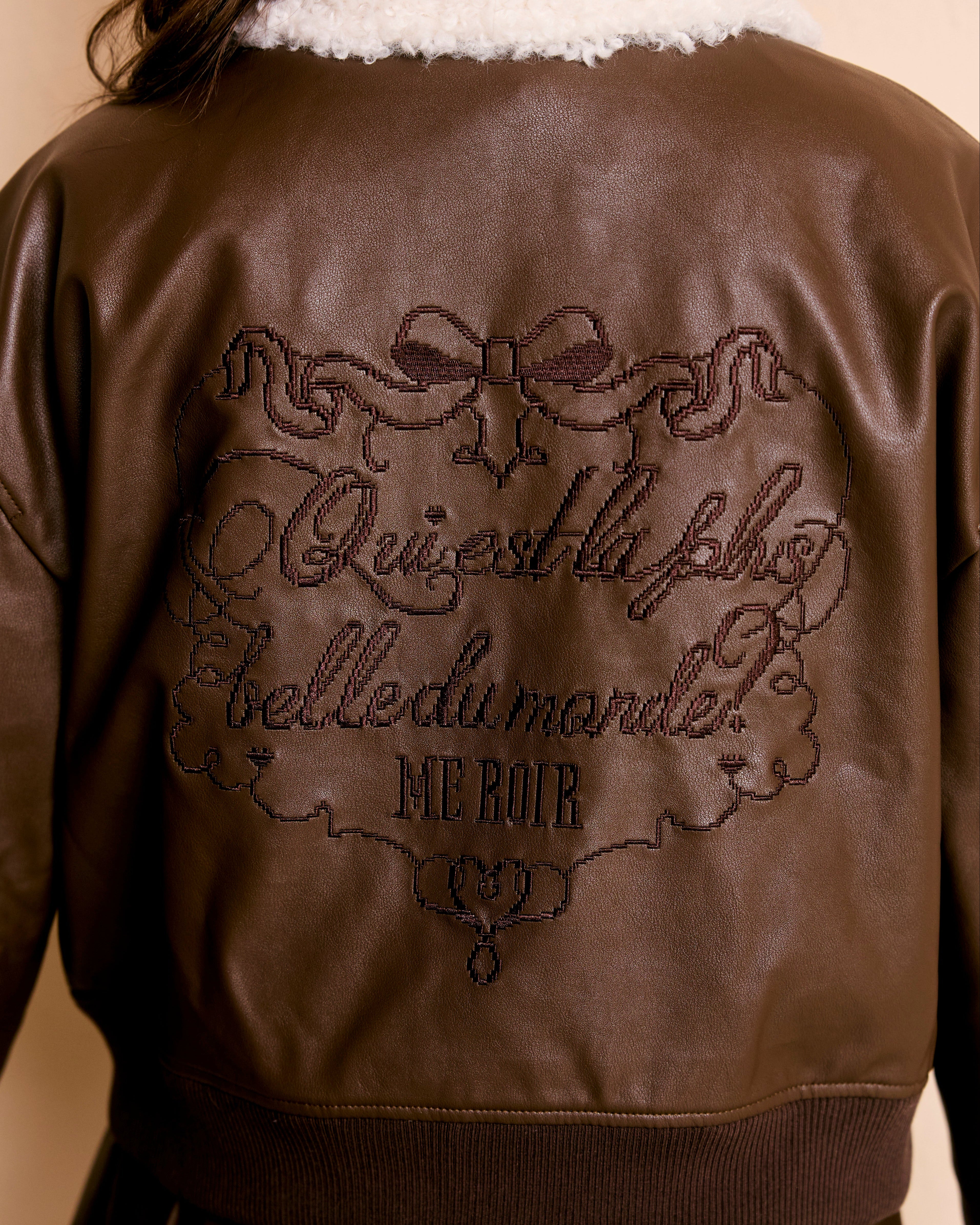 logo fur leather jacket