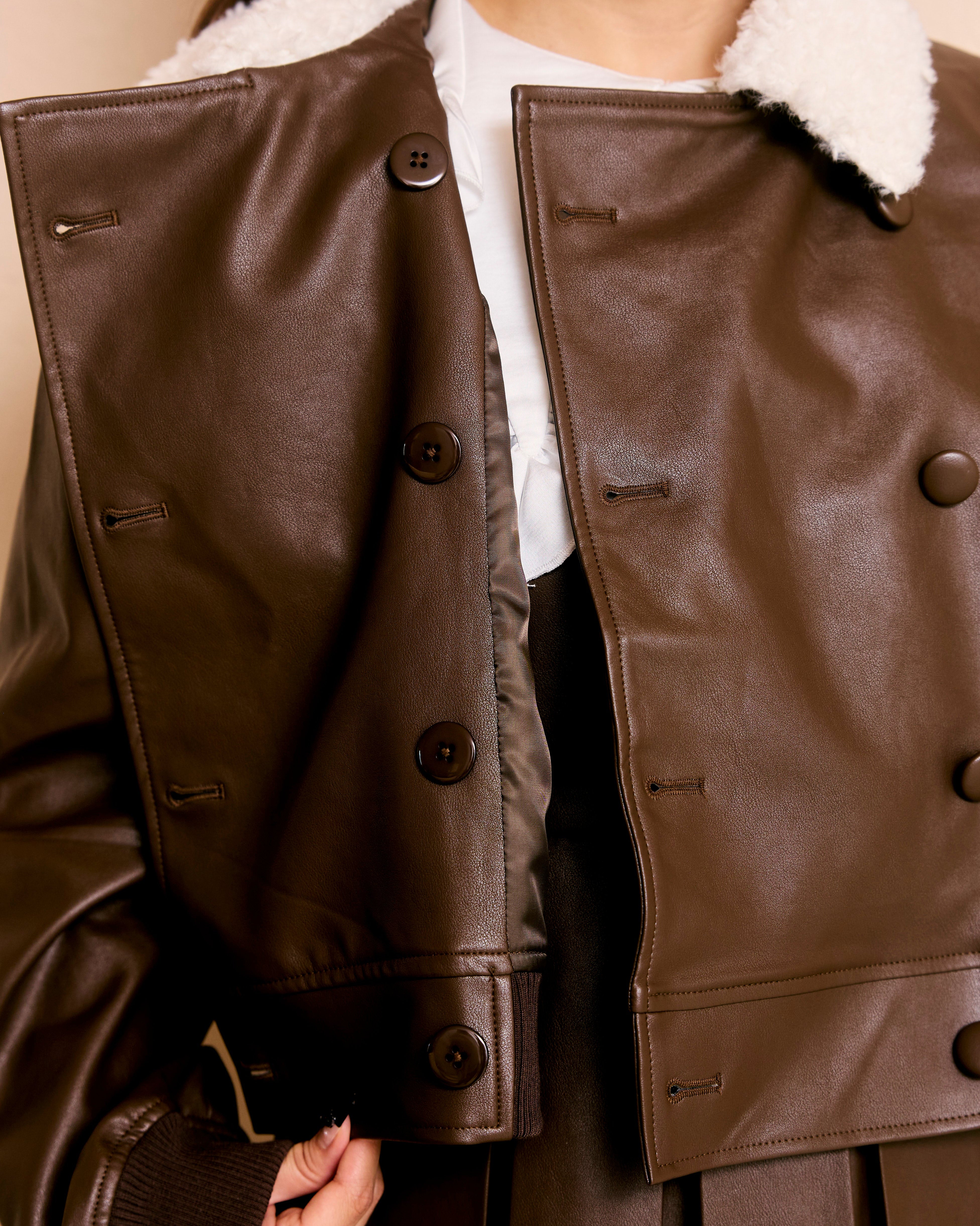 logo fur leather jacket