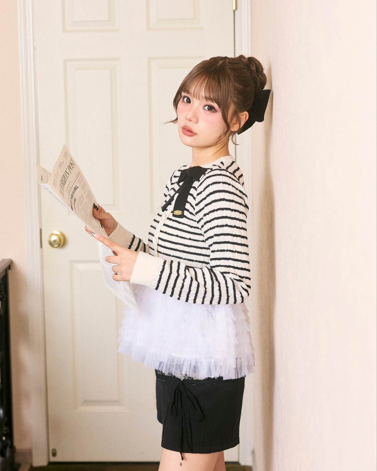 plume peplum ribbon knit