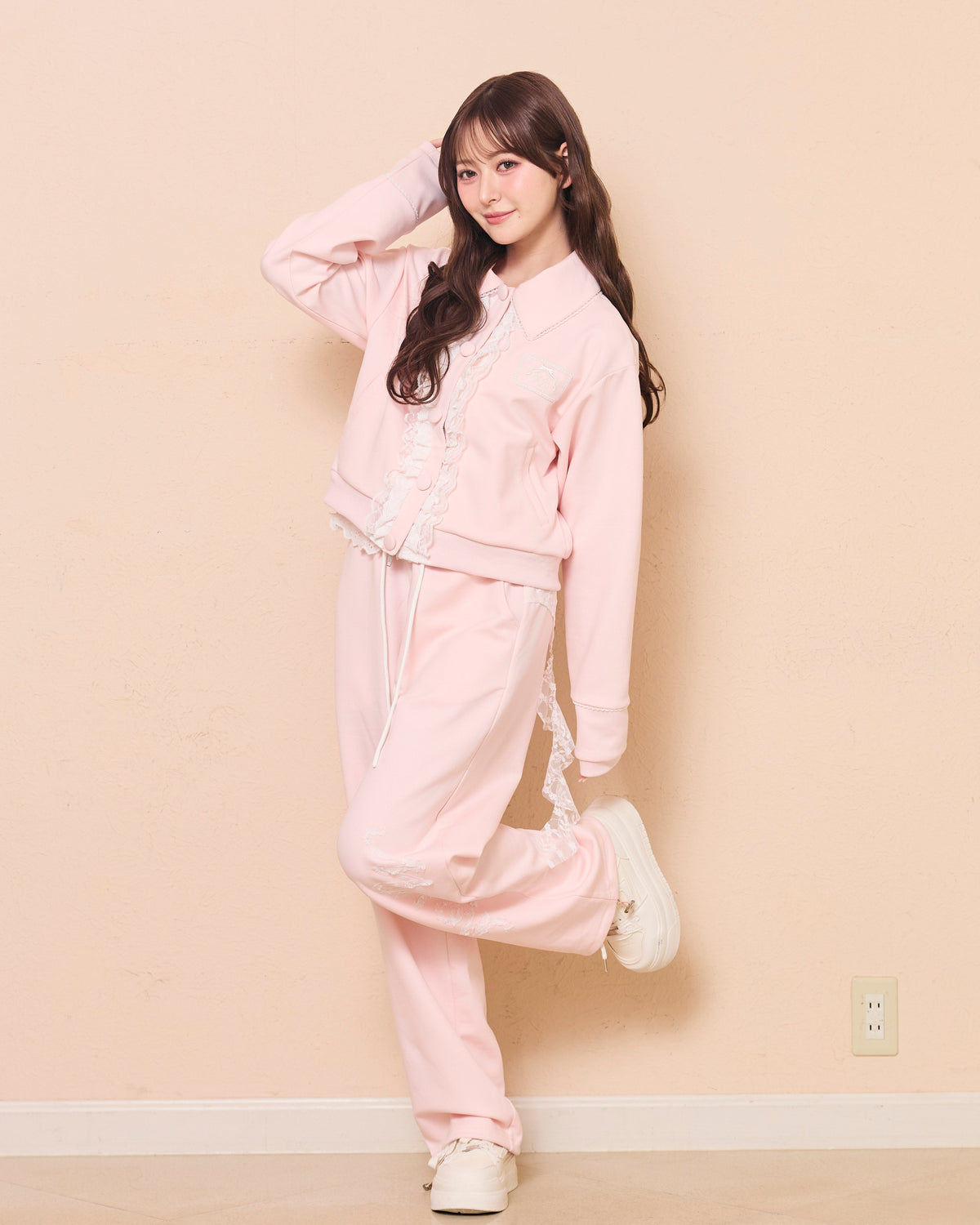【new color】girly french lace zipup