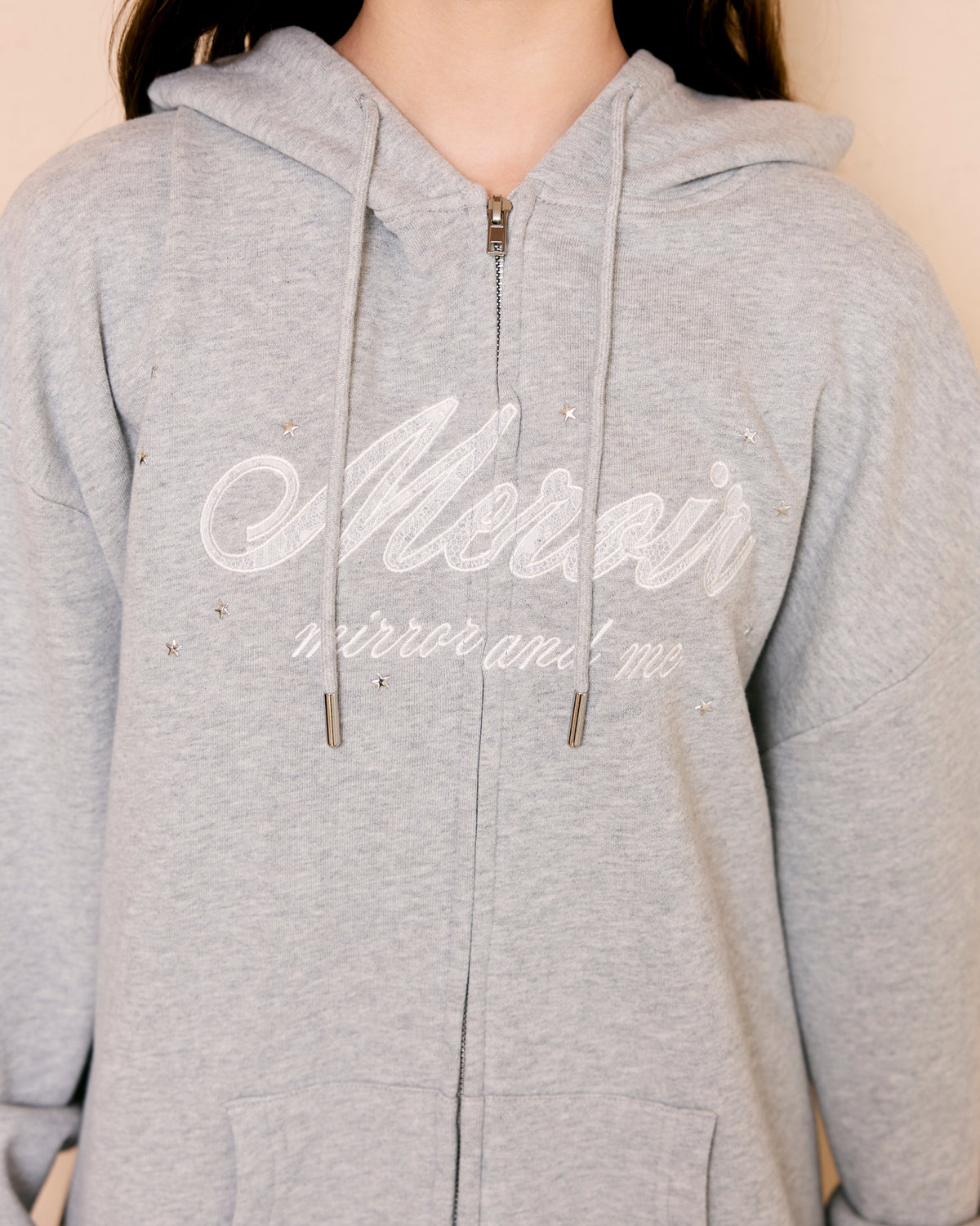 lace logo zipup hoodie