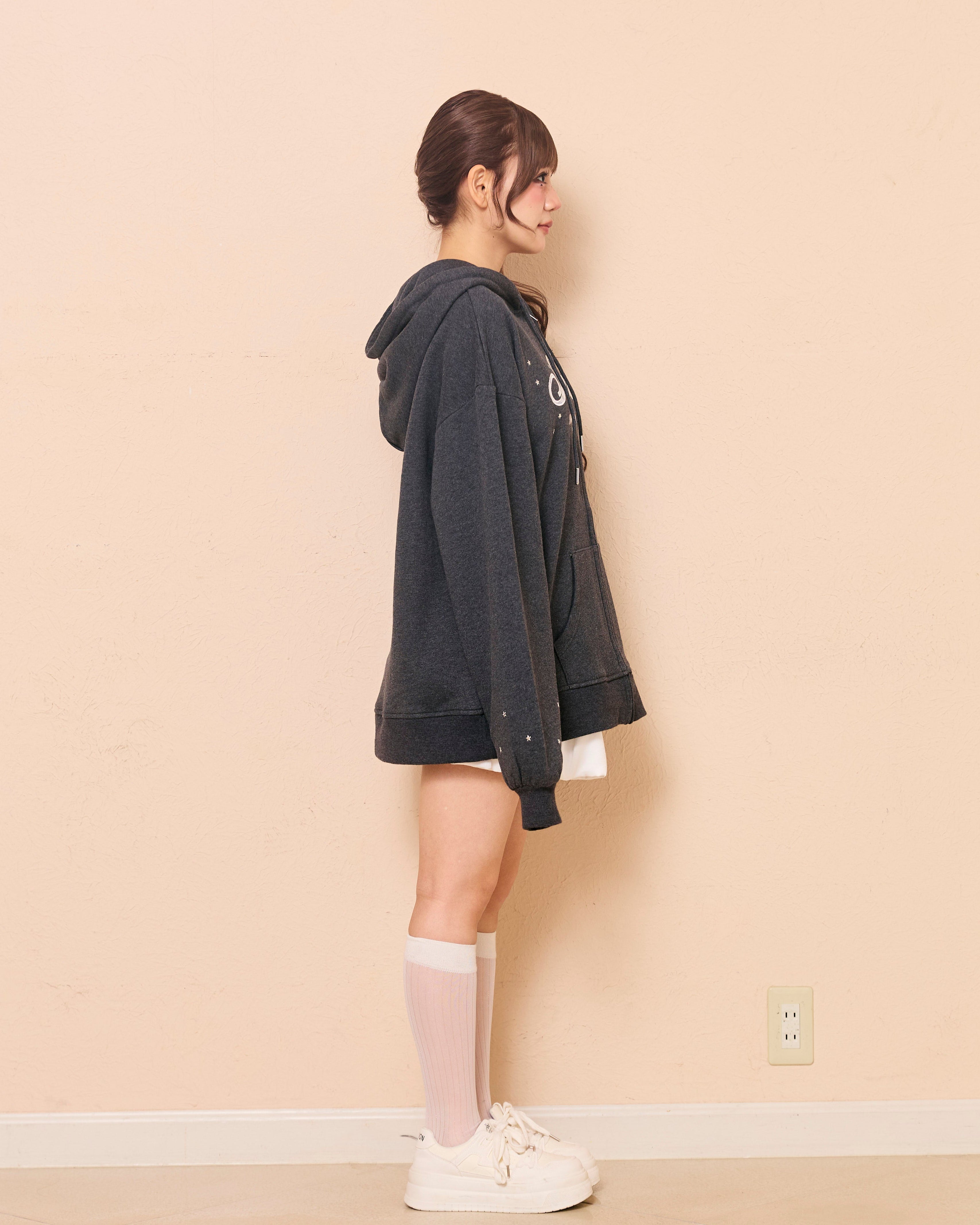 lace logo zipup hoodie