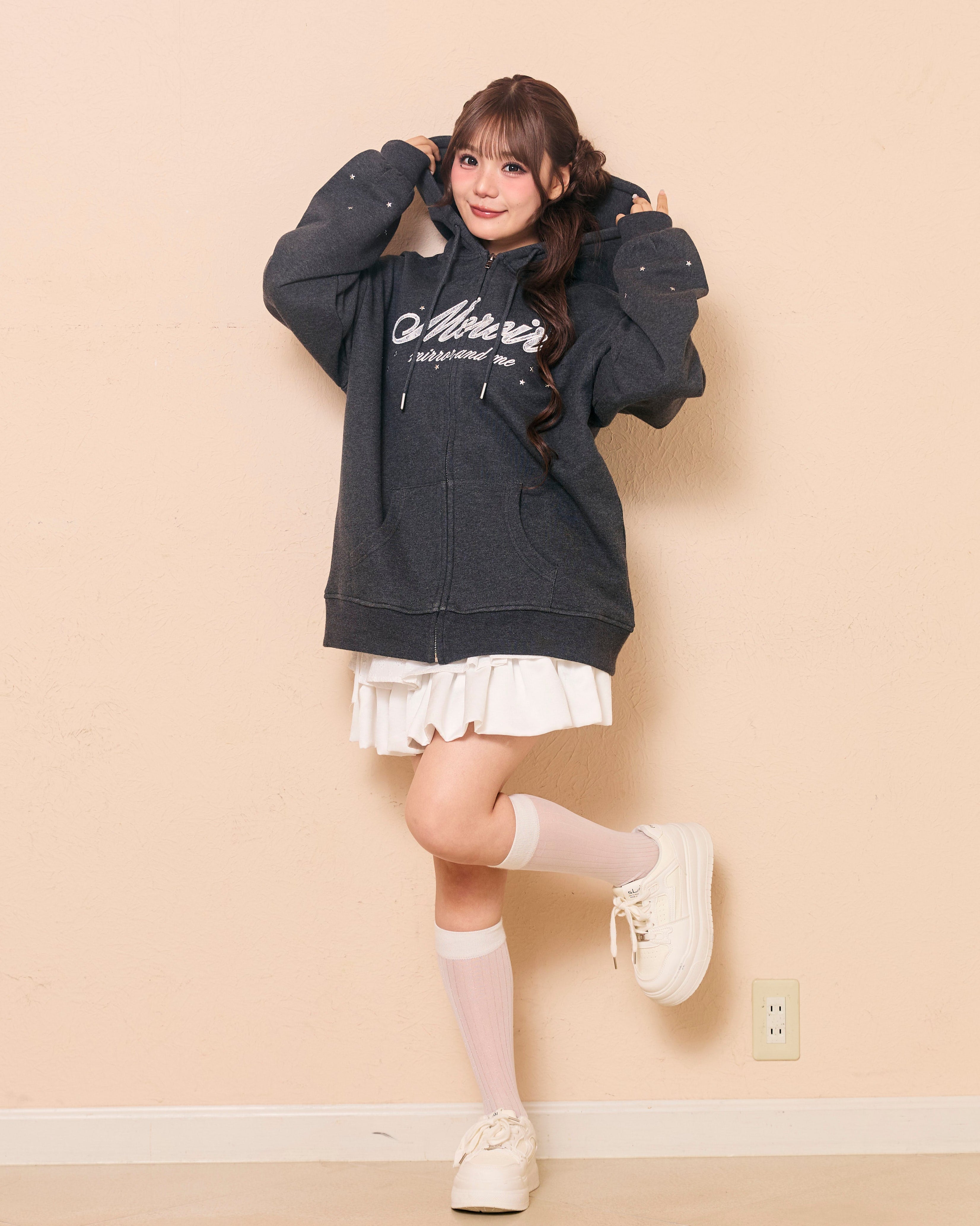 lace logo zipup hoodie