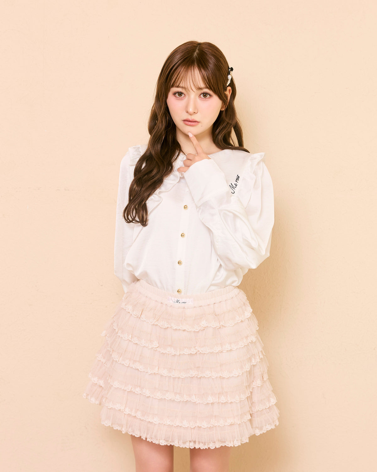 rose lace mini skirt
