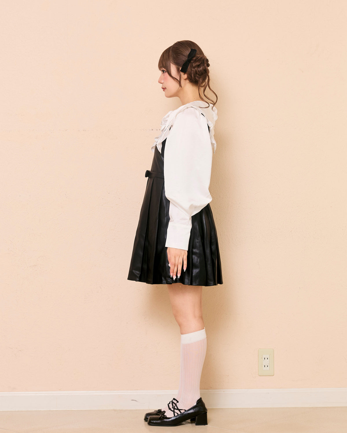 leather pleats mini onepiece