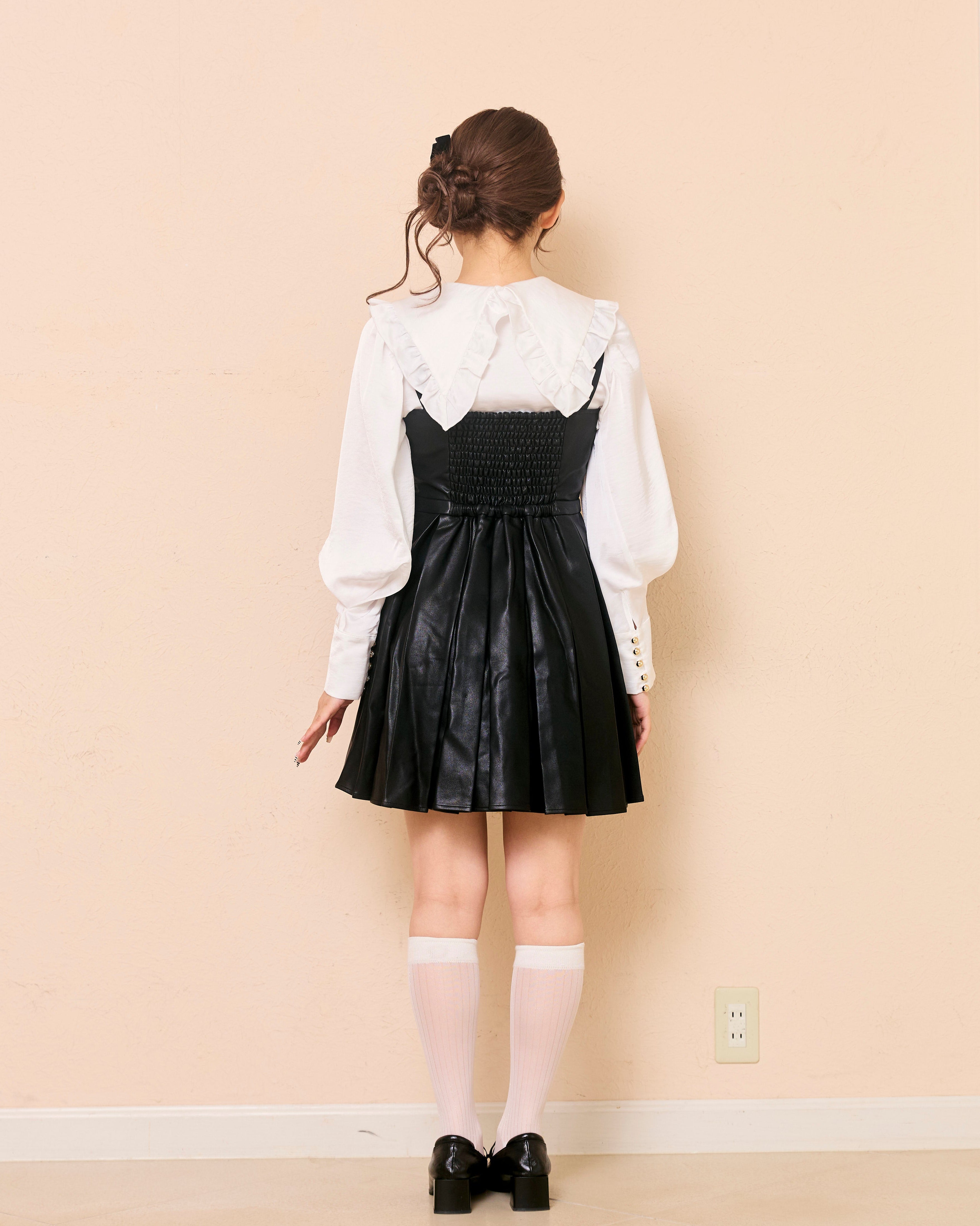 leather pleats mini onepiece