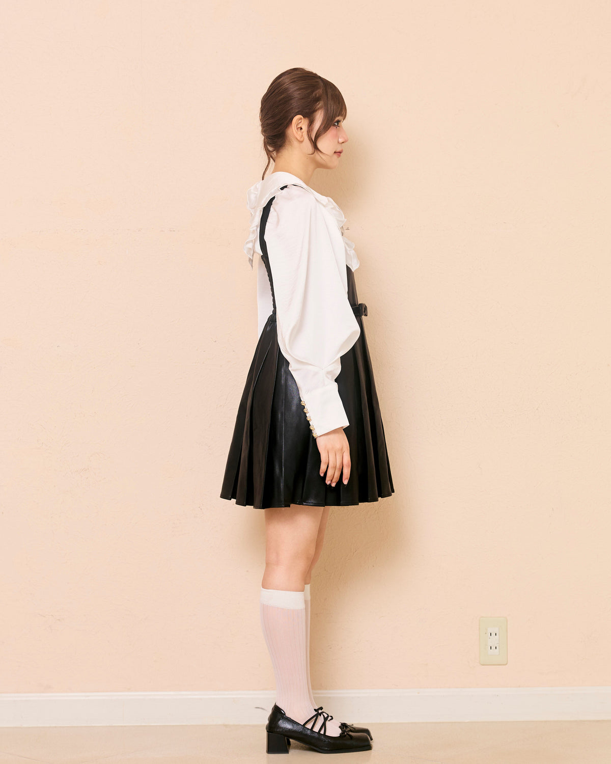 leather pleats mini onepiece