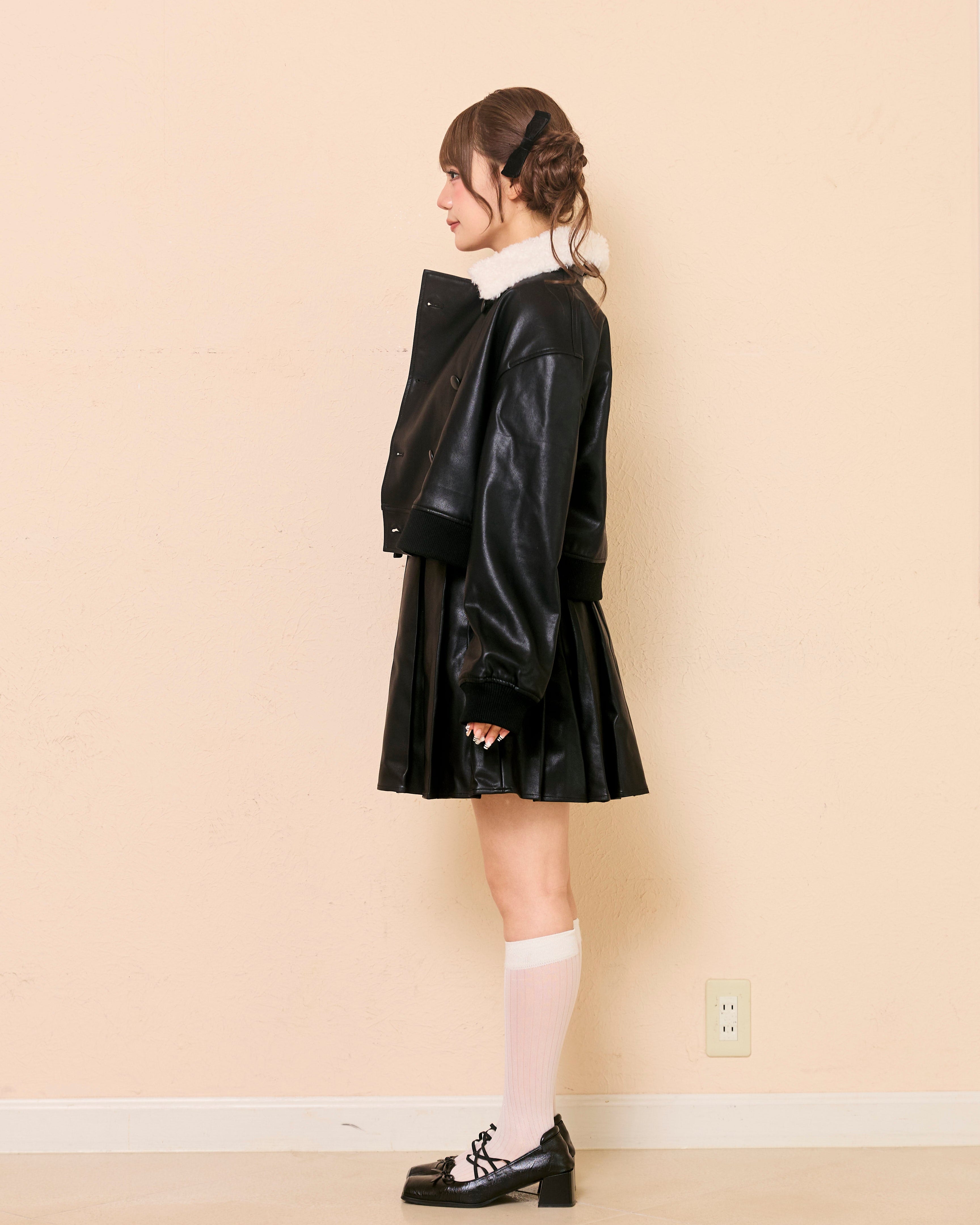 logo fur leather jacket