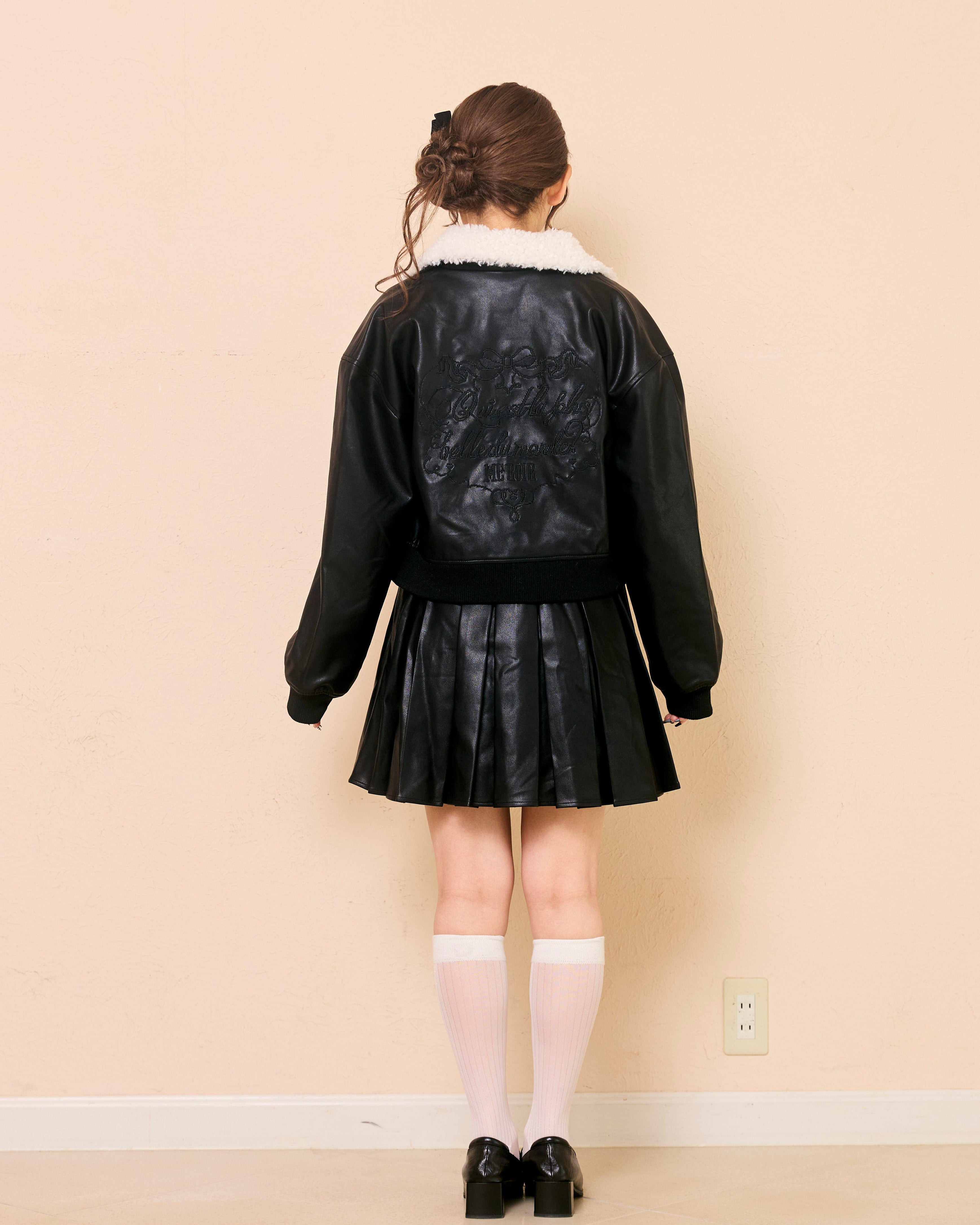 logo fur leather jacket