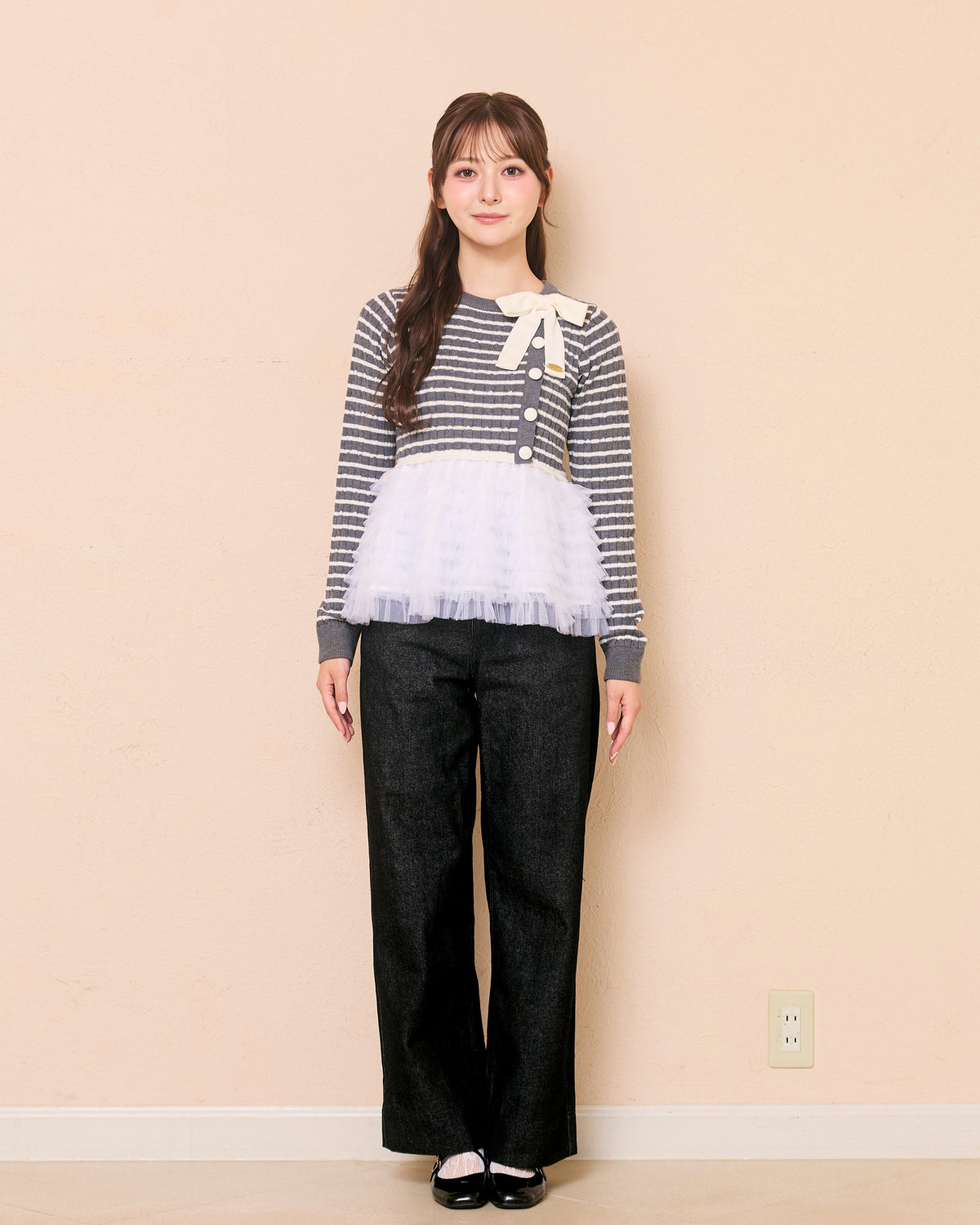 plume peplum ribbon knit