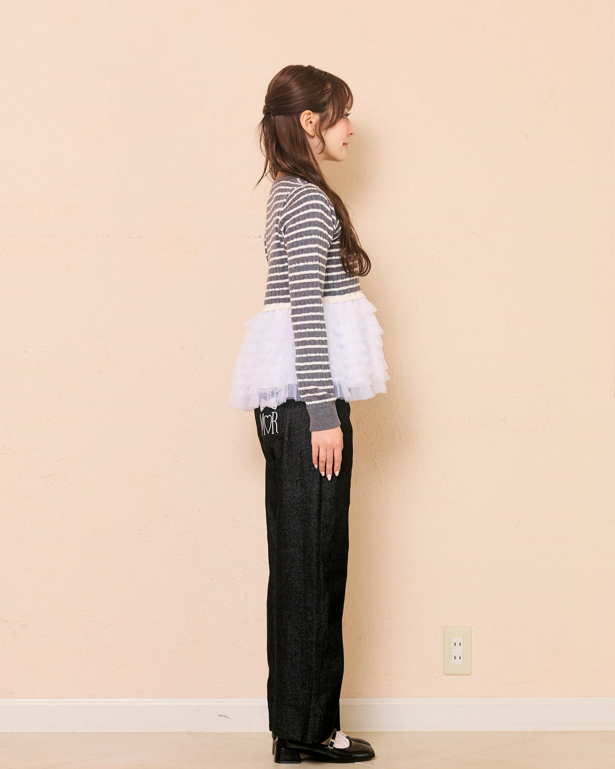 plume peplum ribbon knit
