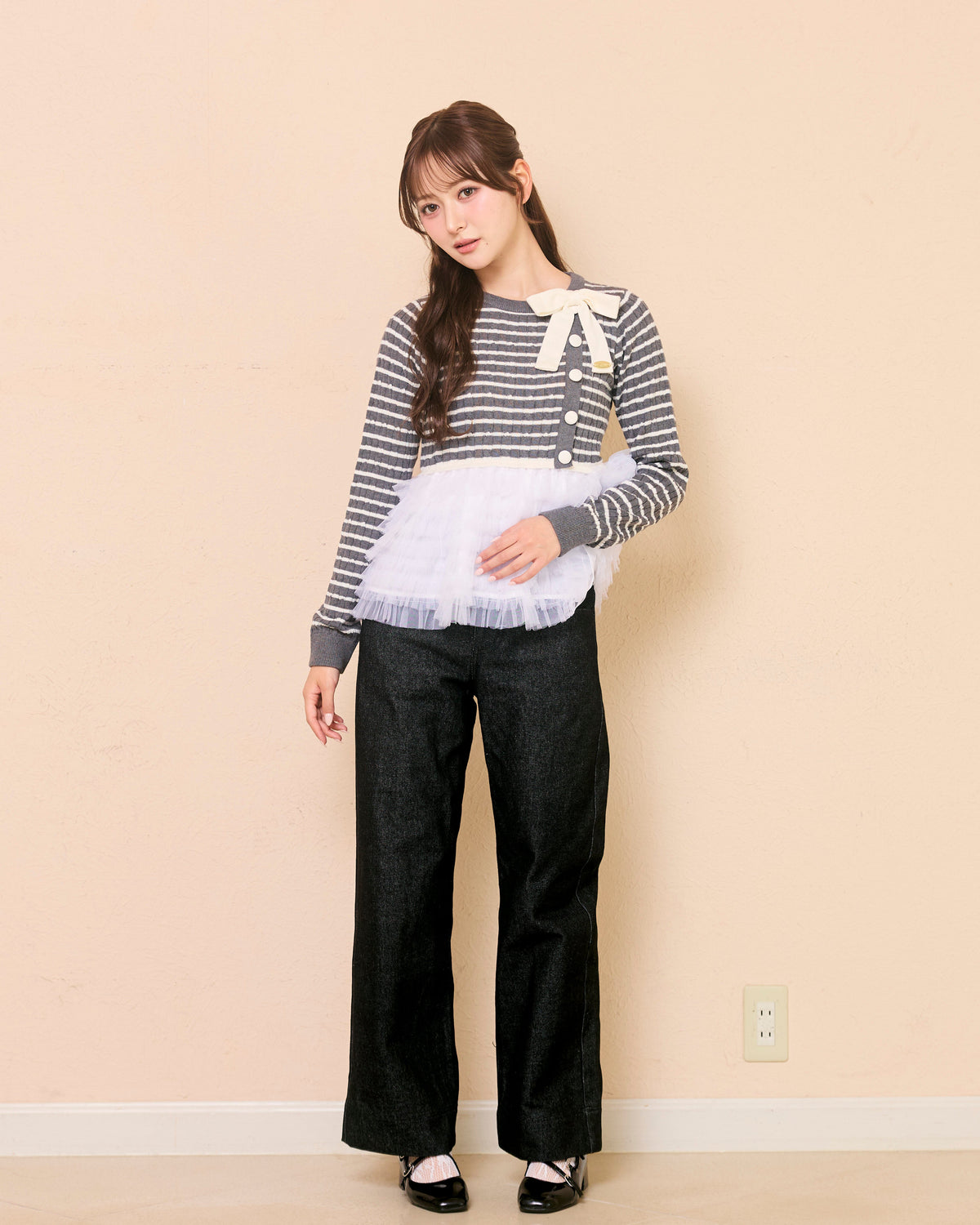 plume peplum ribbon knit