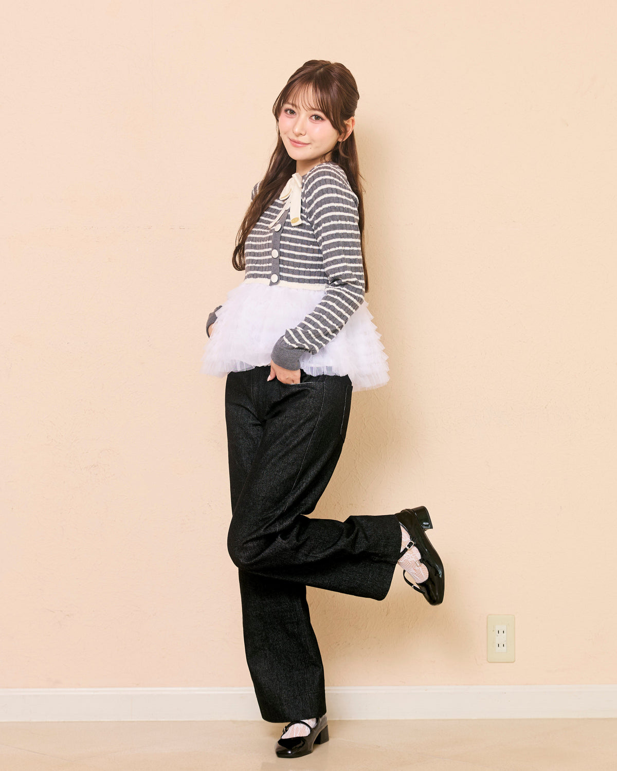 plume peplum ribbon knit