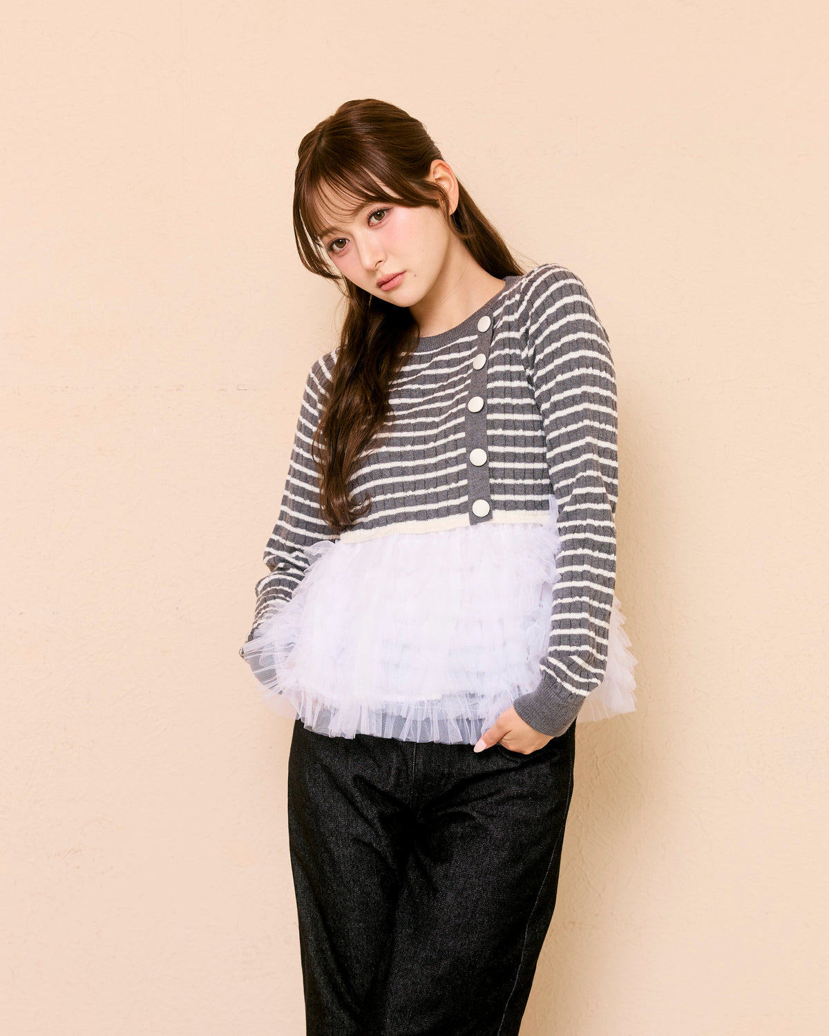 plume peplum ribbon knit