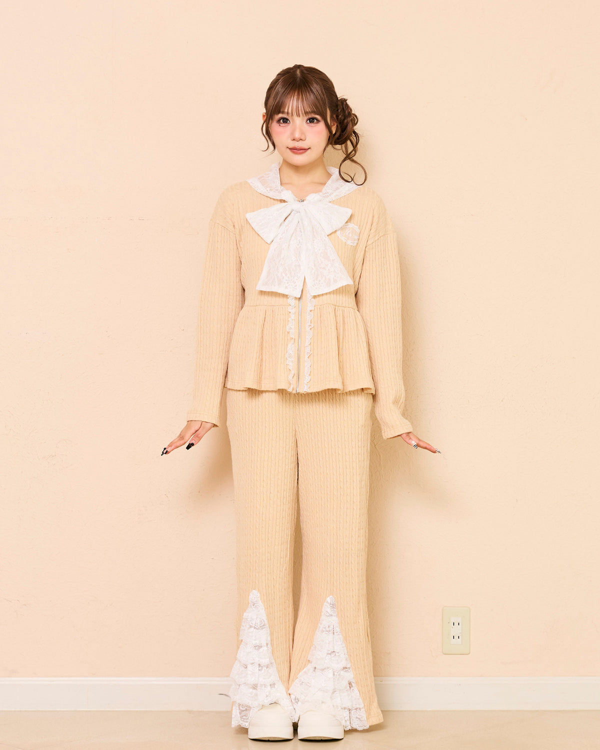 lace peplum ribbon knit