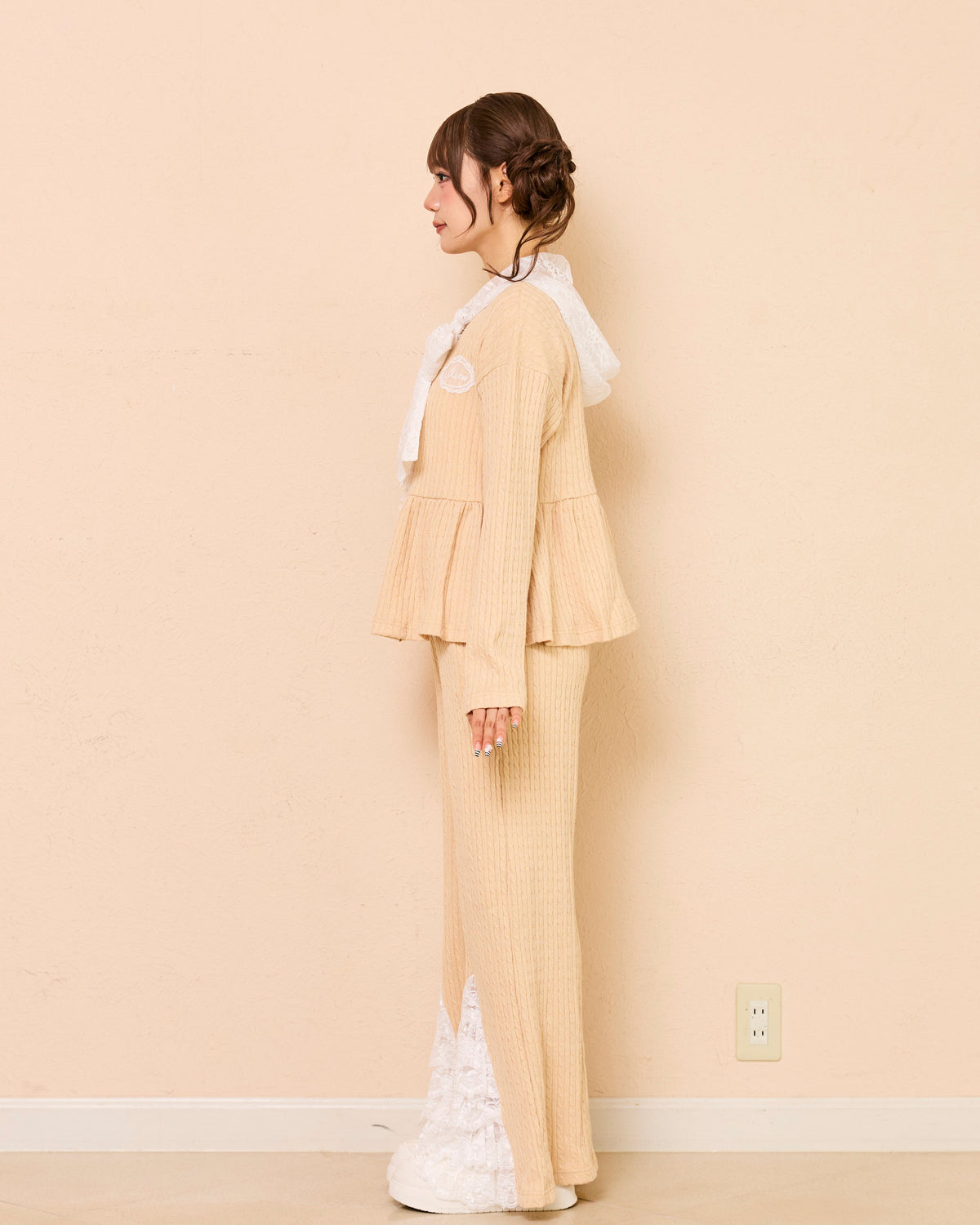 lace peplum ribbon knit