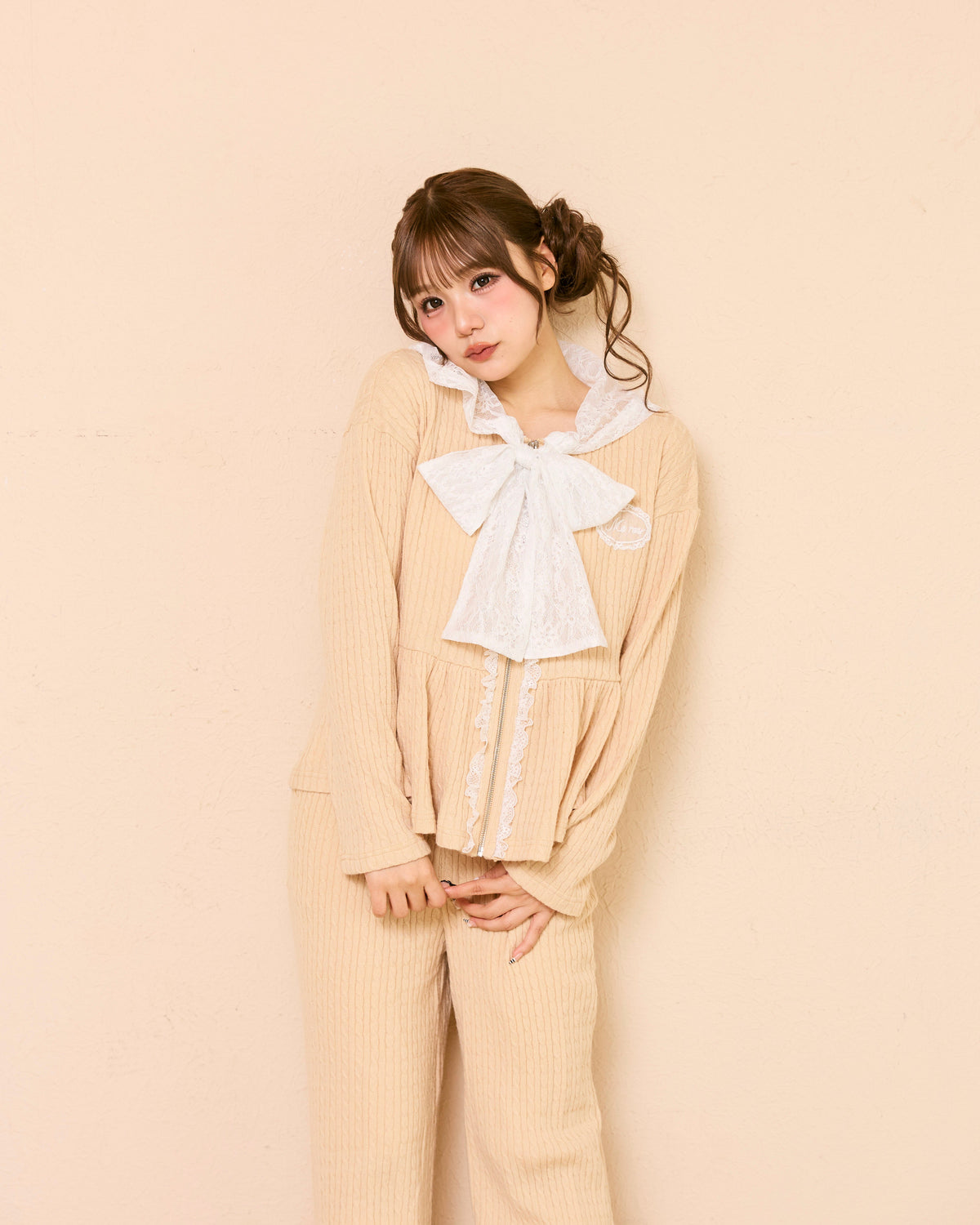 lace peplum ribbon knit