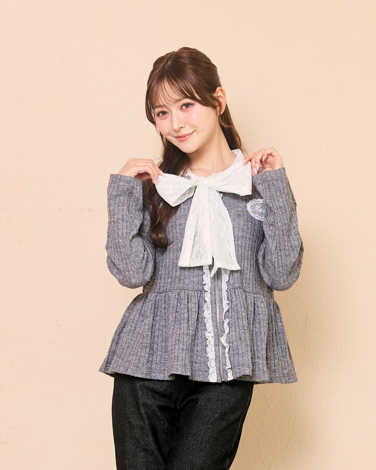 lace peplum ribbon knit