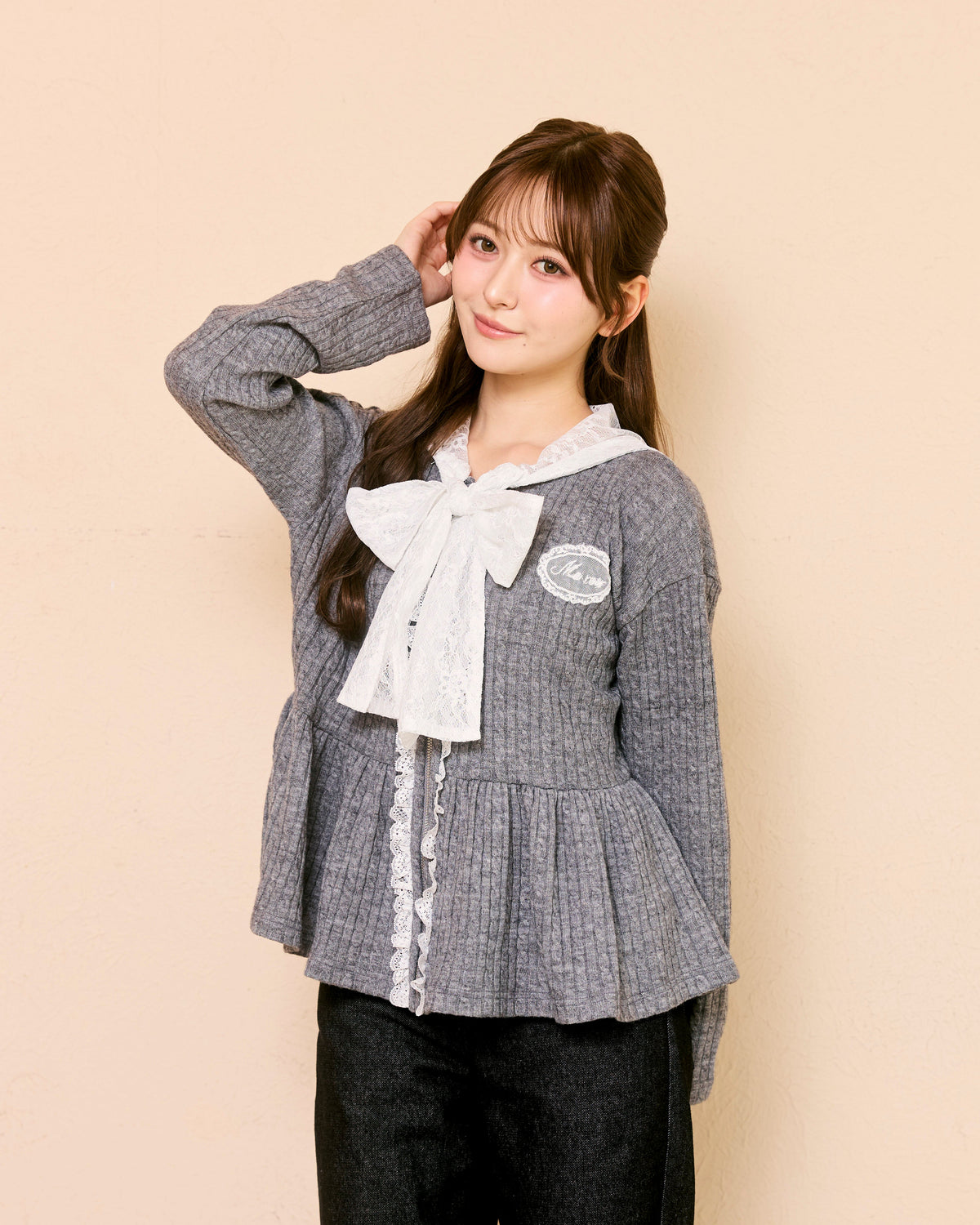 lace peplum ribbon knit