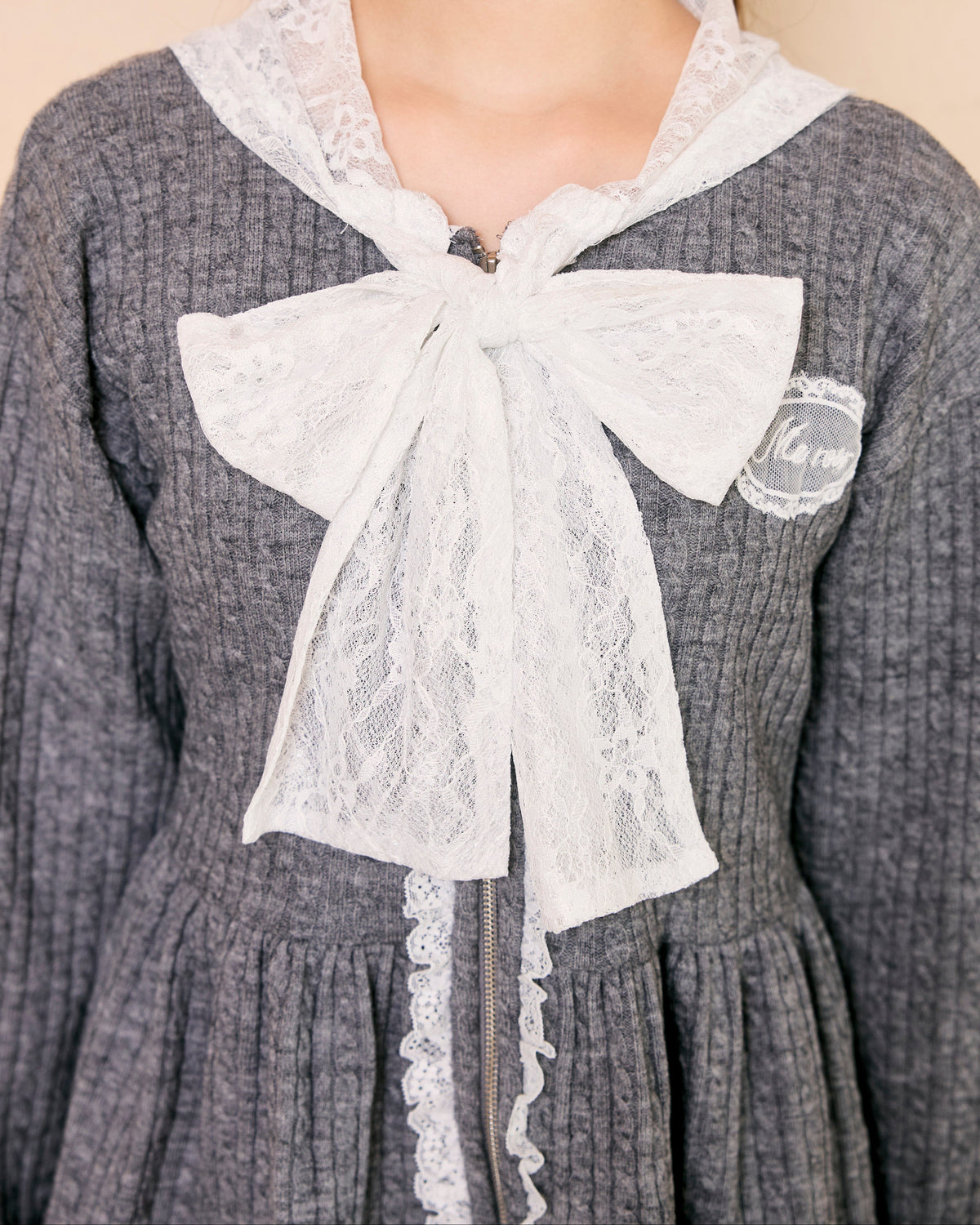 lace peplum ribbon knit