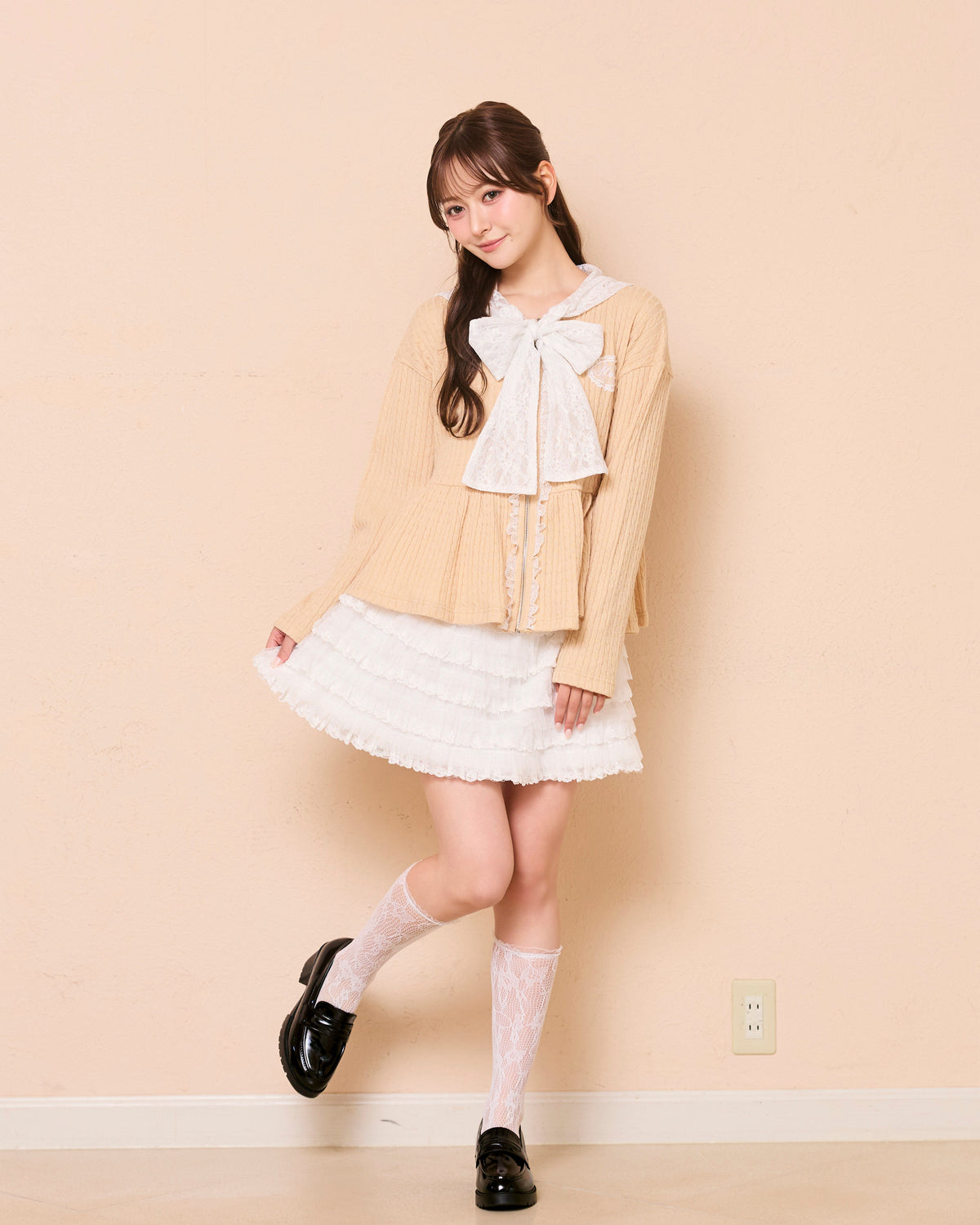 lace peplum ribbon knit