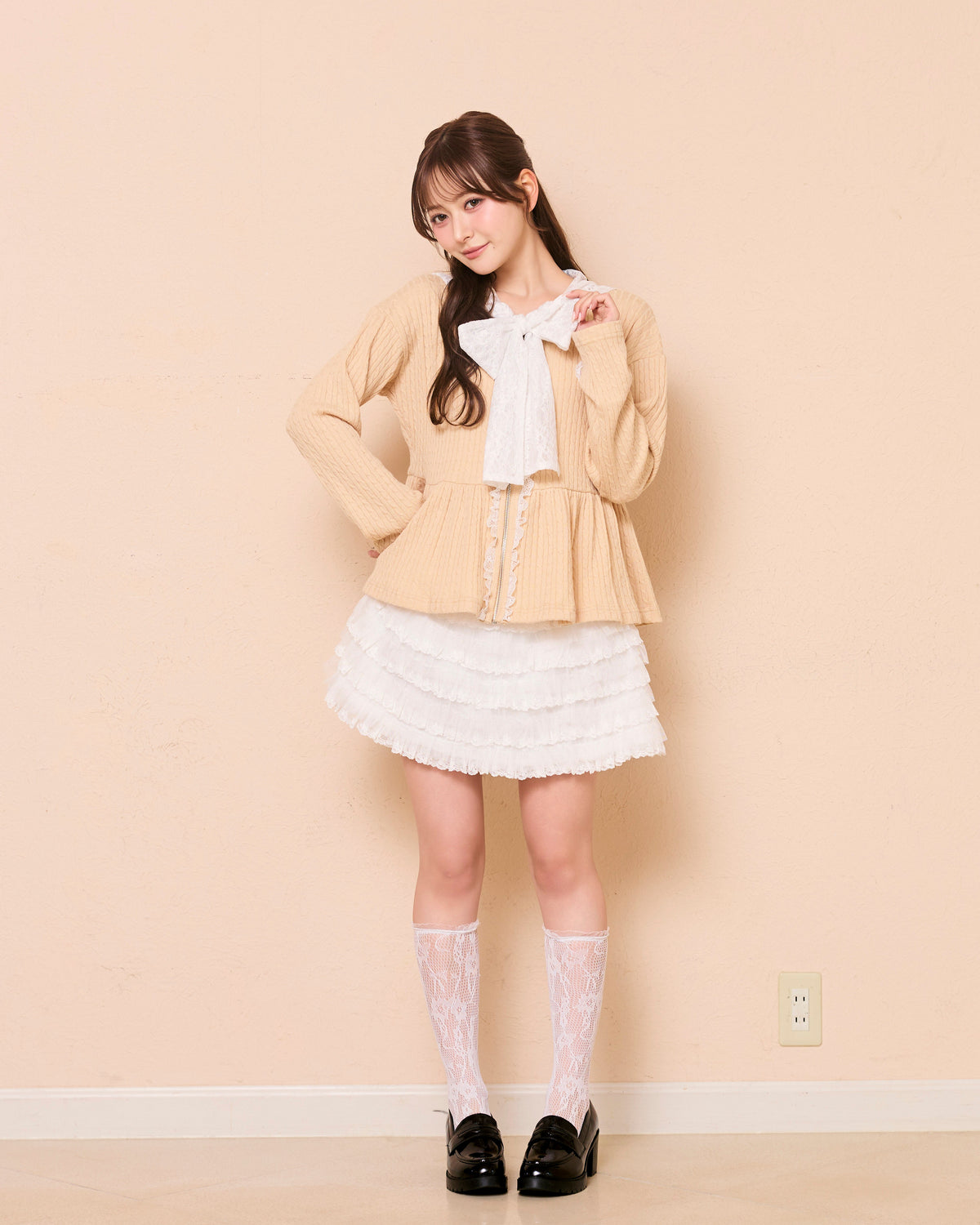 lace peplum ribbon knit