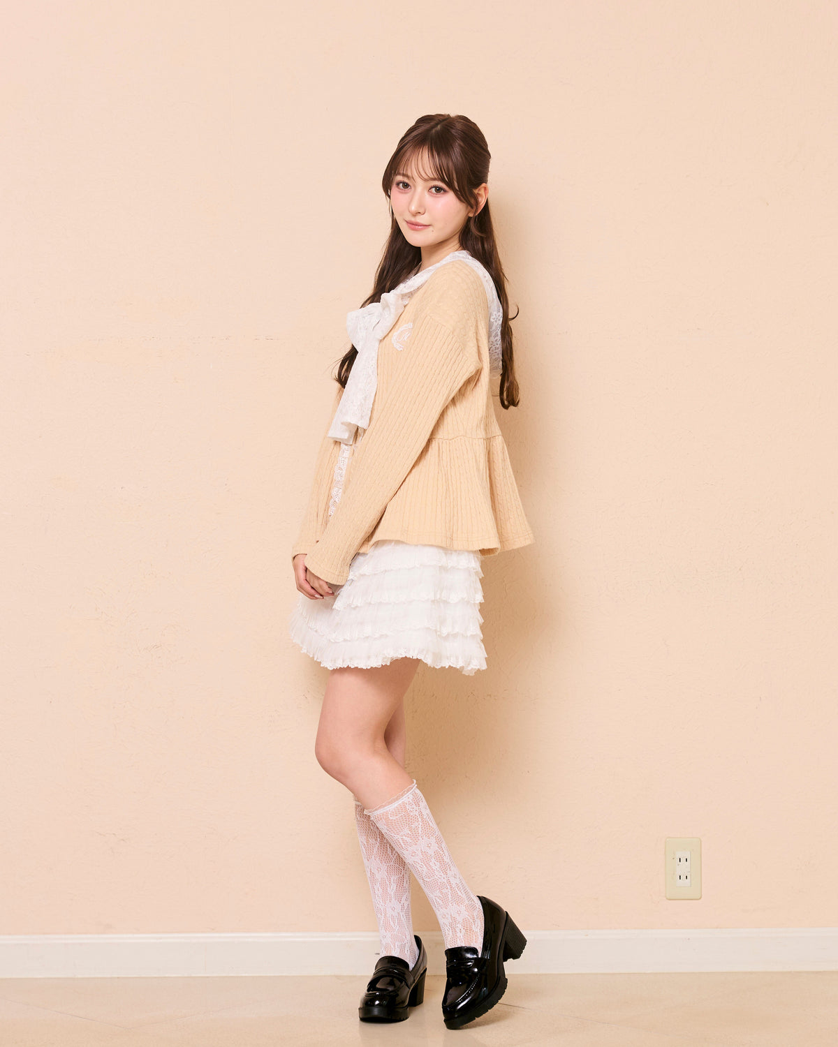 lace peplum ribbon knit