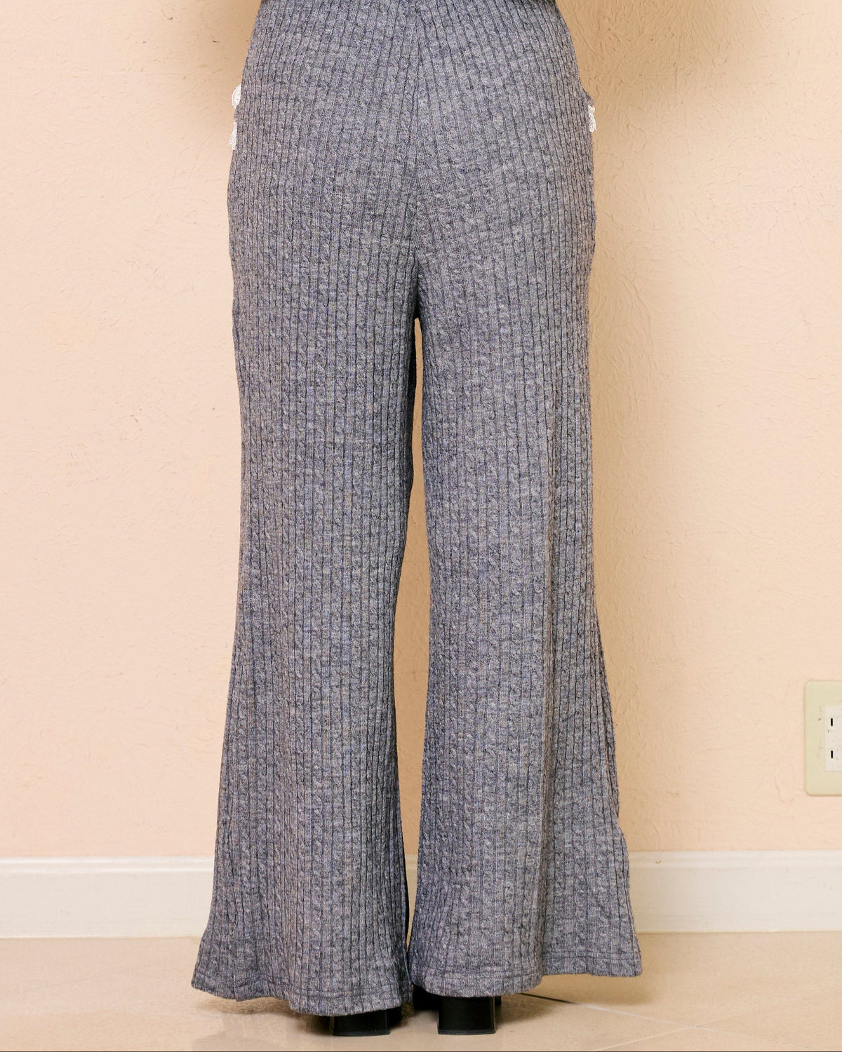 lace slit knit pants