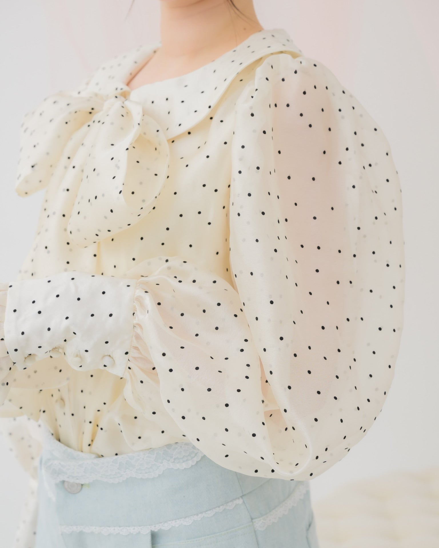 sheer chiffon ribbon blouse