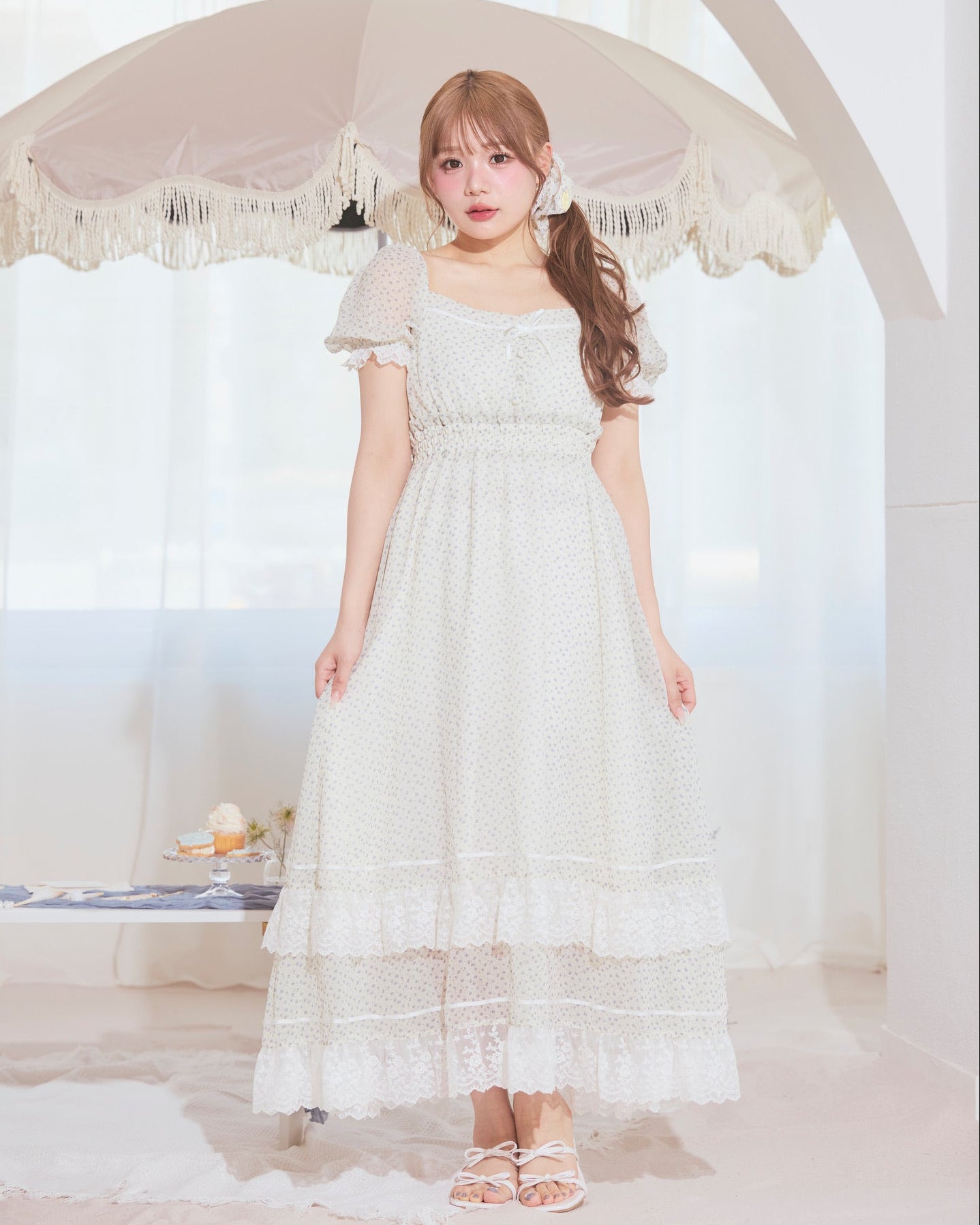 【 pre order 】flower chiffon long onepiece