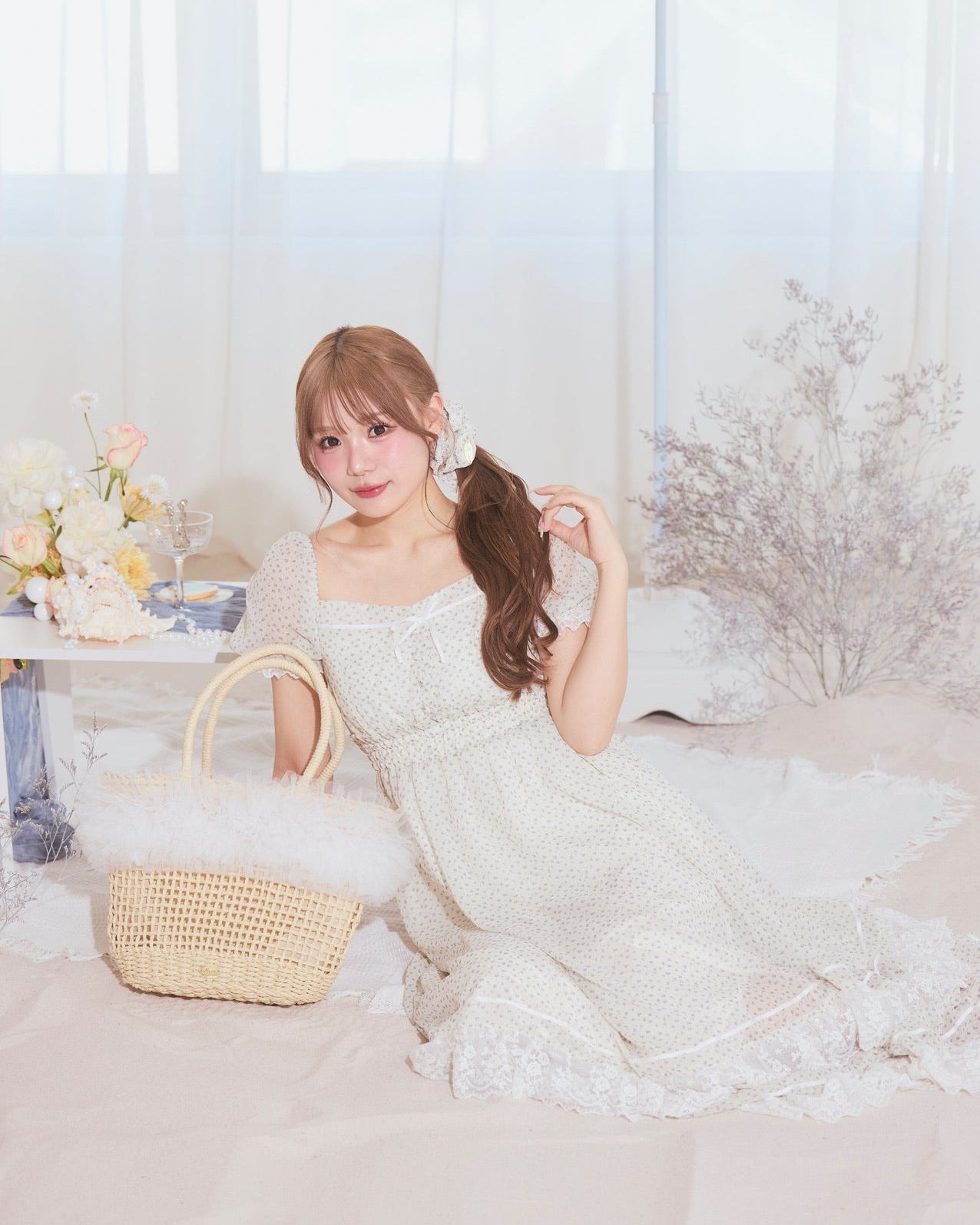 tulle straw bag